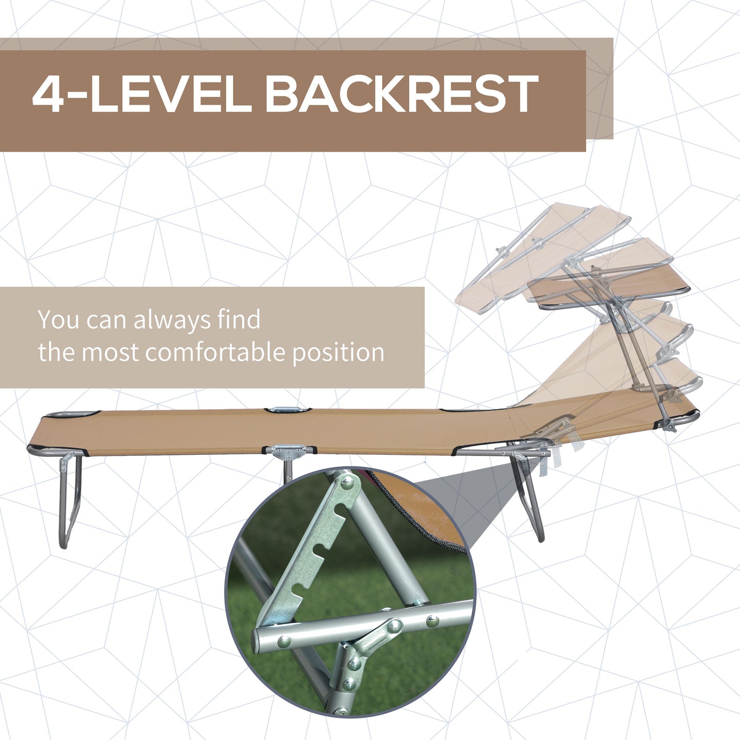 Outsunny Sun Lounger With Adjustable Face Canopy Brown Outdoor Reclining Lounge Chair With Four Position Backrest