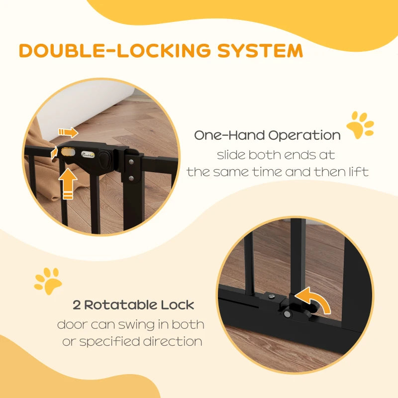 PawHut Black Metal Adjustable Dog Gate: Expandable Width 74-100cm for Secure Pet Containment - ALL4U RETAILER LTD