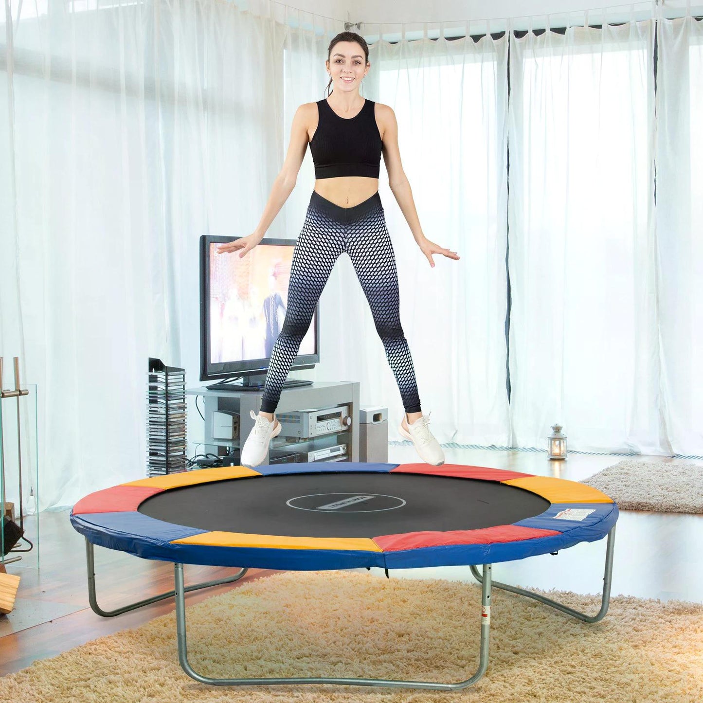 HOMCOM 10ft Trampoline Safety Pad with Multicoloured Foam Padding - UV-Resistant and Snug Fit - ALL4U RETAILER LTD