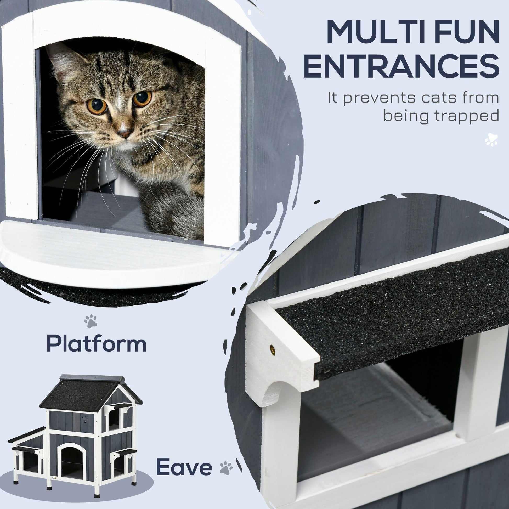 PawHut Outdoor Wooden Cat House with Flower Pot and Water-resistant Roof - ALL4U RETAILER LTD