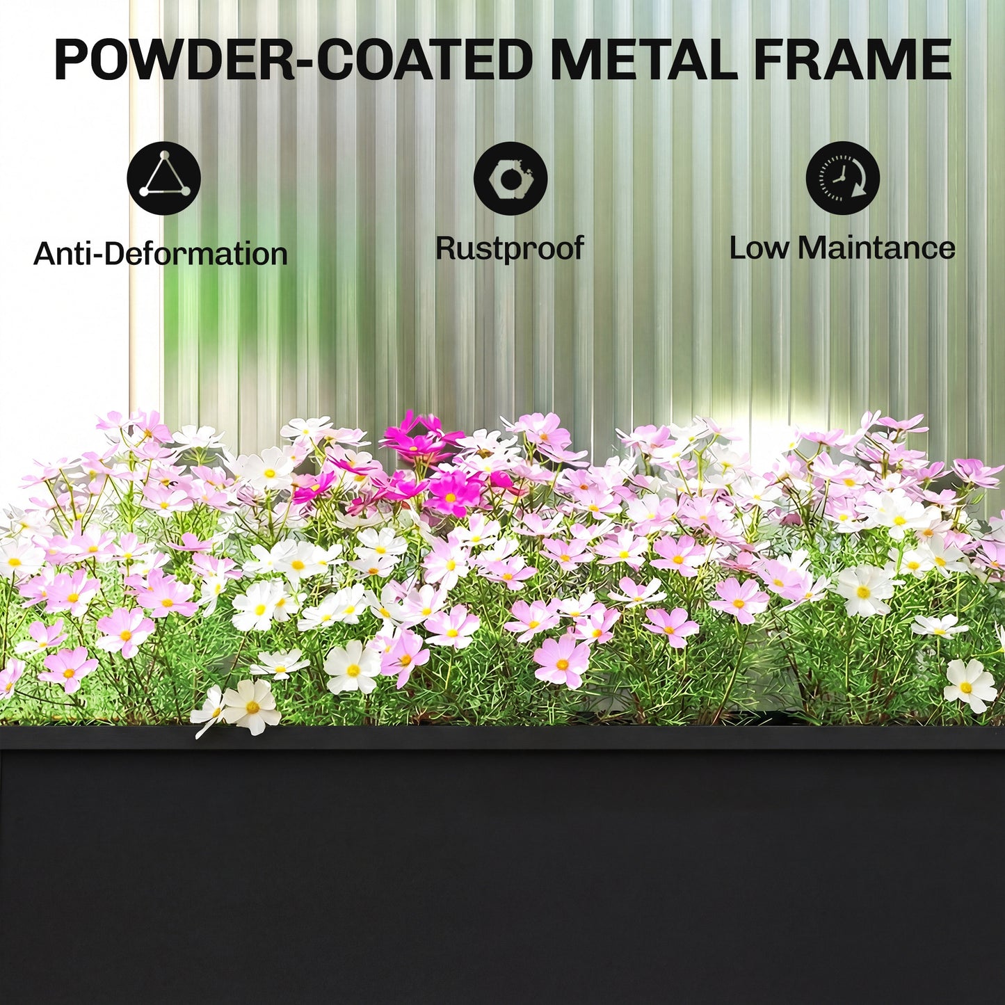 Outsunny Powder Coated Metal Raised Planter On Legs Garden Bed With Drainage Hole And Foot Covers Black