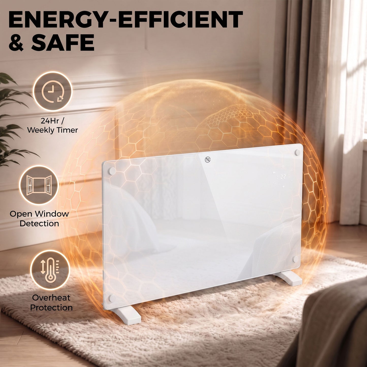 HOMCOM 1500W Smart Wall Mounted Electric Panel Heater