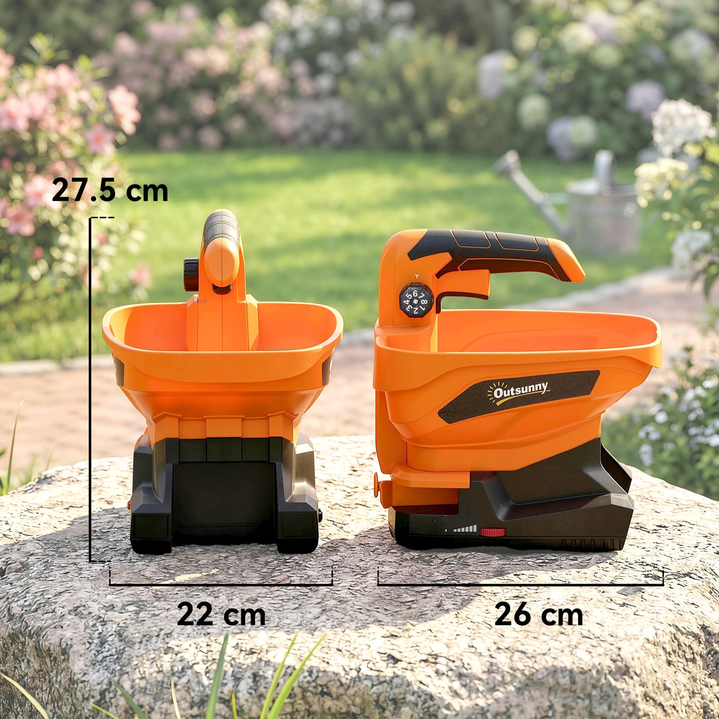 Outsunny Cordless Seed Spreader 3.3L Handheld With Adjustable Scatter Width And Flow USB Charging