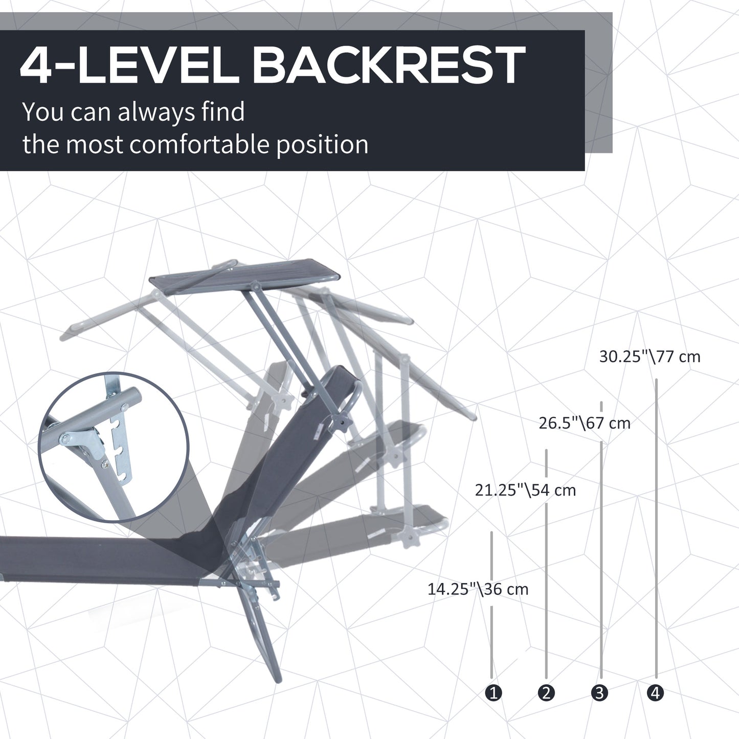Outsunny Adjustable Canopy Sun Lounger Set: Foldable Patio Recliners with Removable Shade, Grey - ALL4U RETAILER LTD