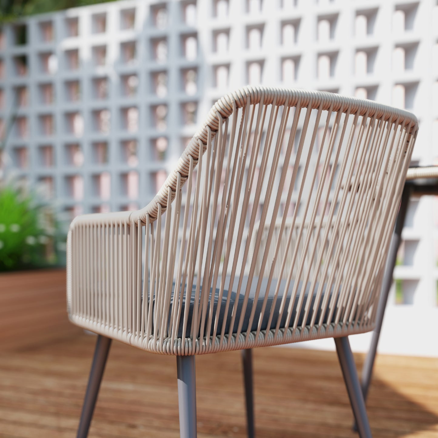 Outsunny 4 Seater Rattan Dining Set With Parasol Hole Round Glass Top Table And Cushioned Chairs Light Brown