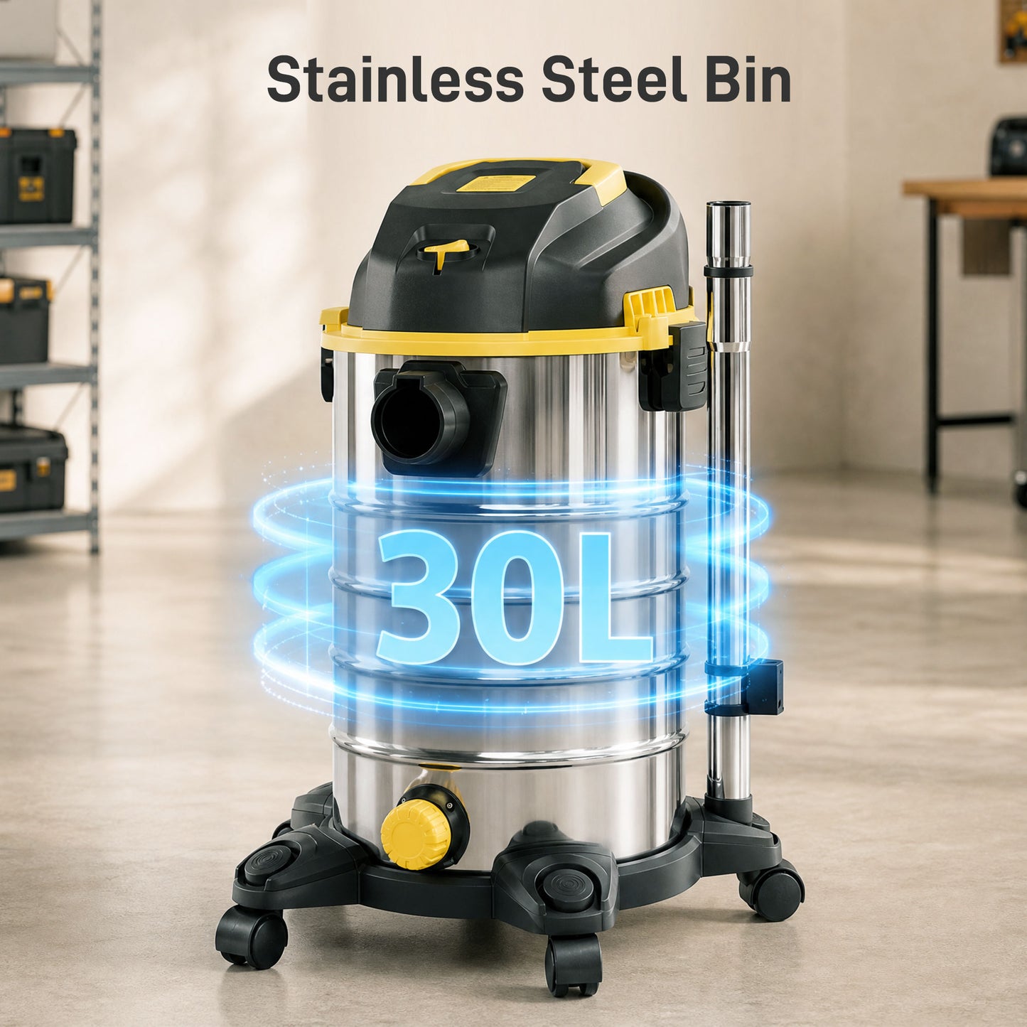 HOMCOM 1400W Wet and Dry Vacuum Cleaner 3 In 1 With Blowing Mode 30L Stainless Steel Tank Silver