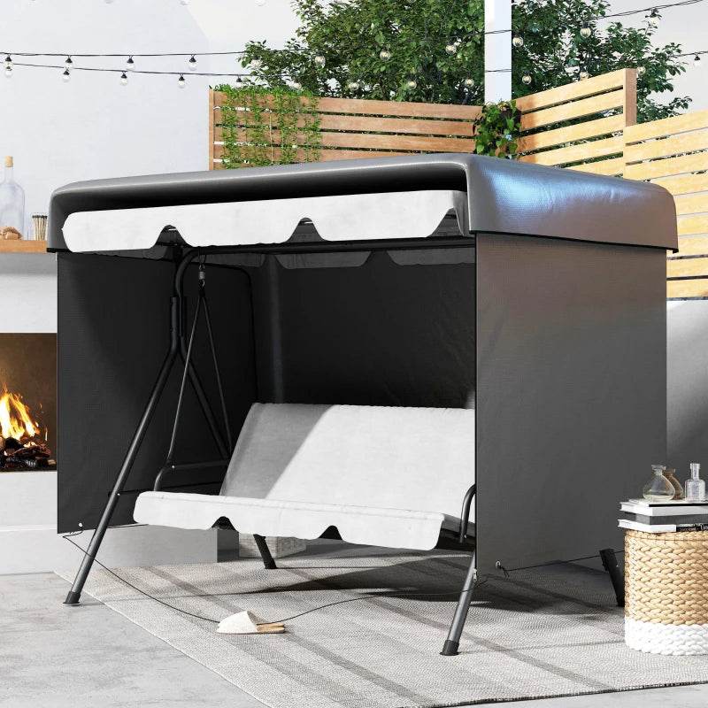 Outsunny Patio 3 Seater Swing Chair Bench Cover - Waterproof, Anti-UV Outdoor Garden Furniture Rain Protection Protector, Dark Grey, 215L x 155W x 150Hcm - ALL4U RETAILER LTD
