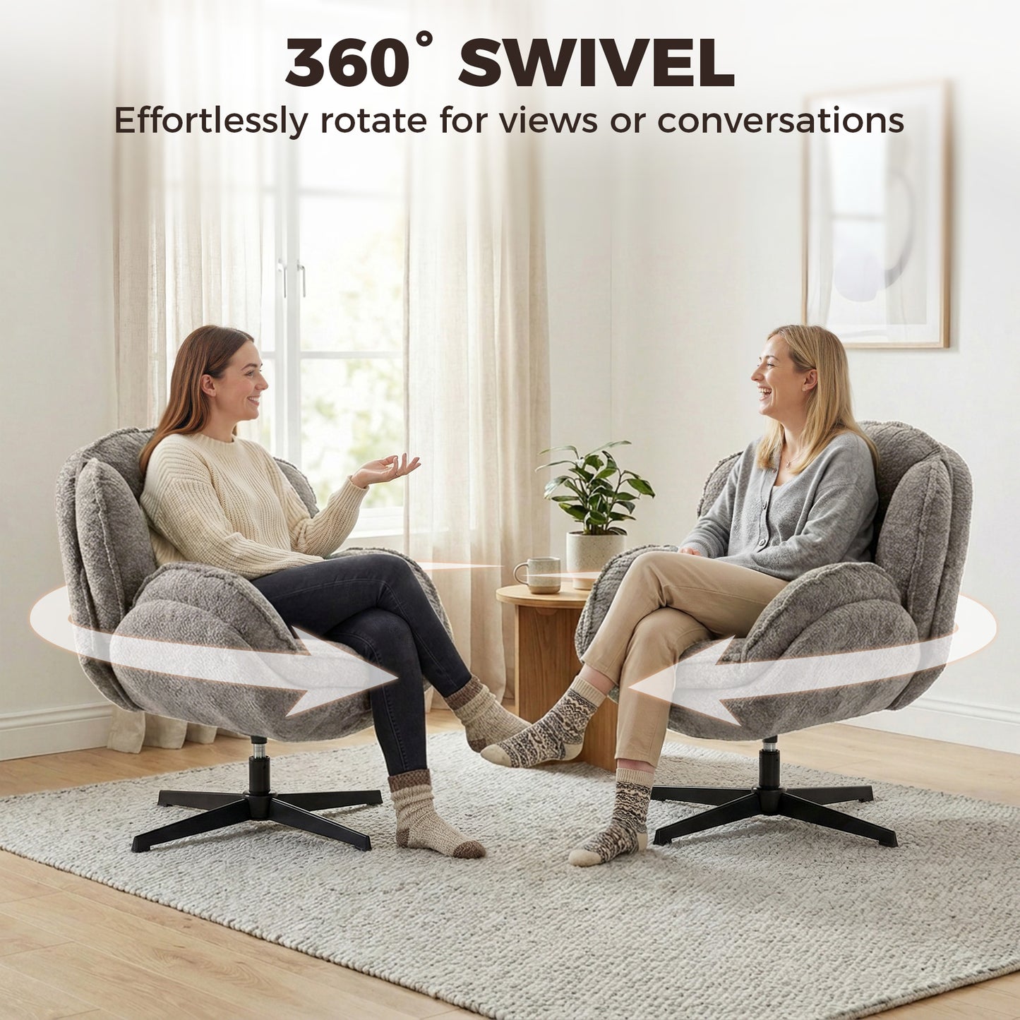 HOMCOM Modern Wingback Velvet Accent Chair with Swivel and Four Star Base in Grey