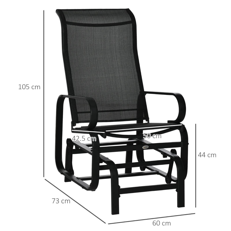 Outsunny Outdoor Gliding Rocking Chair w/ Metal Frame for Patio, Backyard, Black - ALL4U RETAILER LTD