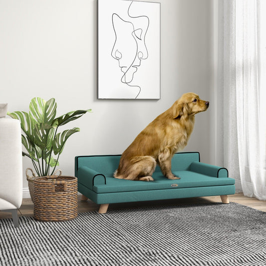 PawHut Water-resistant Dog Sofa for Large Dogs, Green, 100 x 62 x 32 cm - ALL4U RETAILER LTD