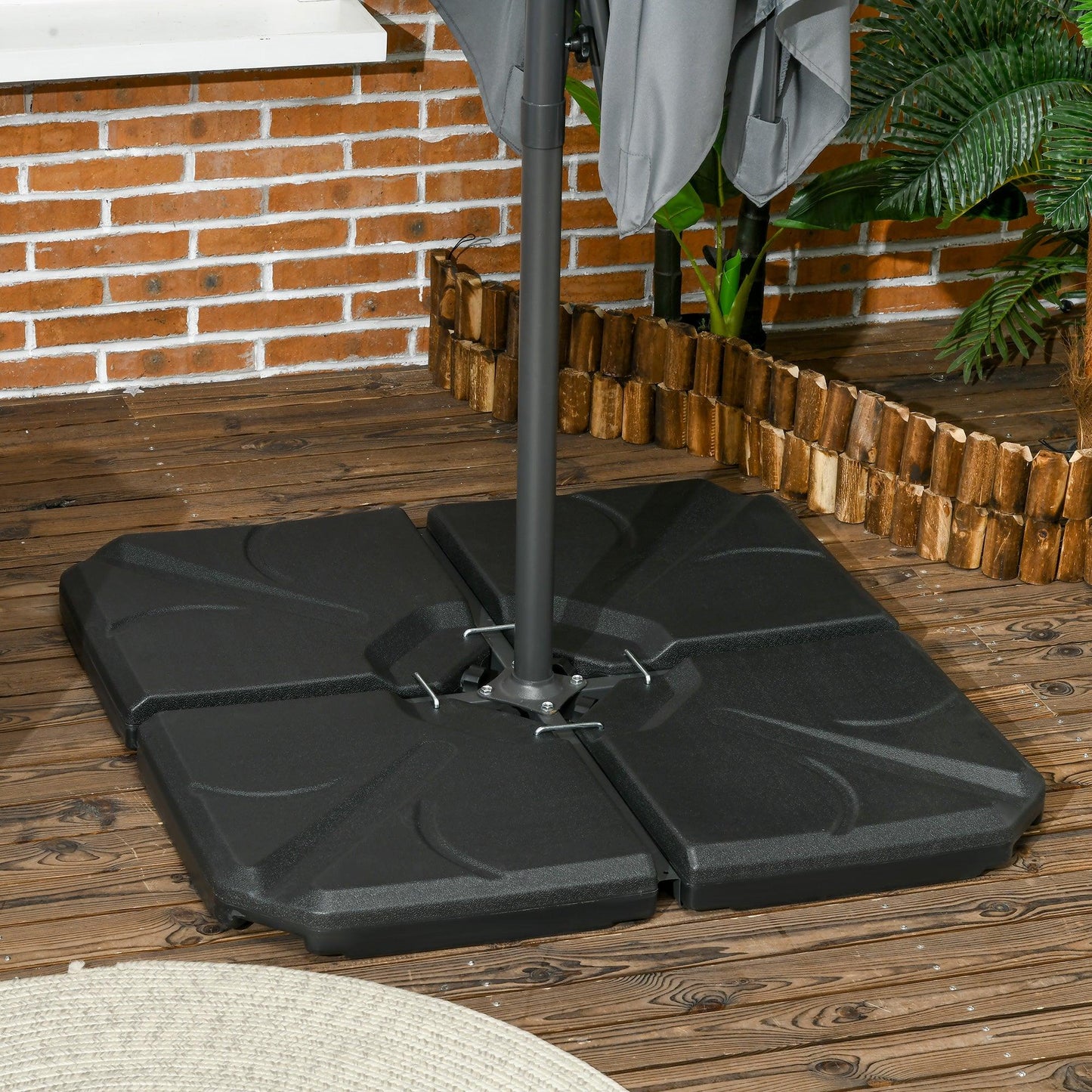 Outsunny Set of 4 Parasol Base Stand Weights - Banana Cantilever Umbrella - ALL4U RETAILER LTD