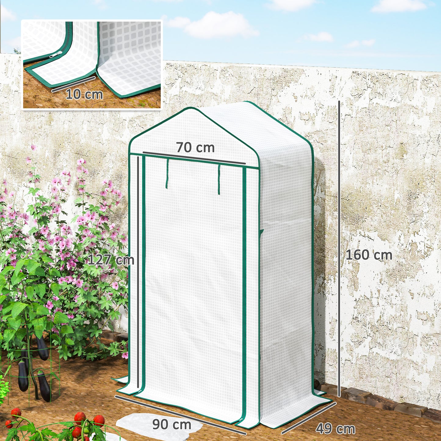 Outsunny Four Tier Mini Portable Greenhouse With Reinforced Plastic Cover For Indoor Windowsill Gardening