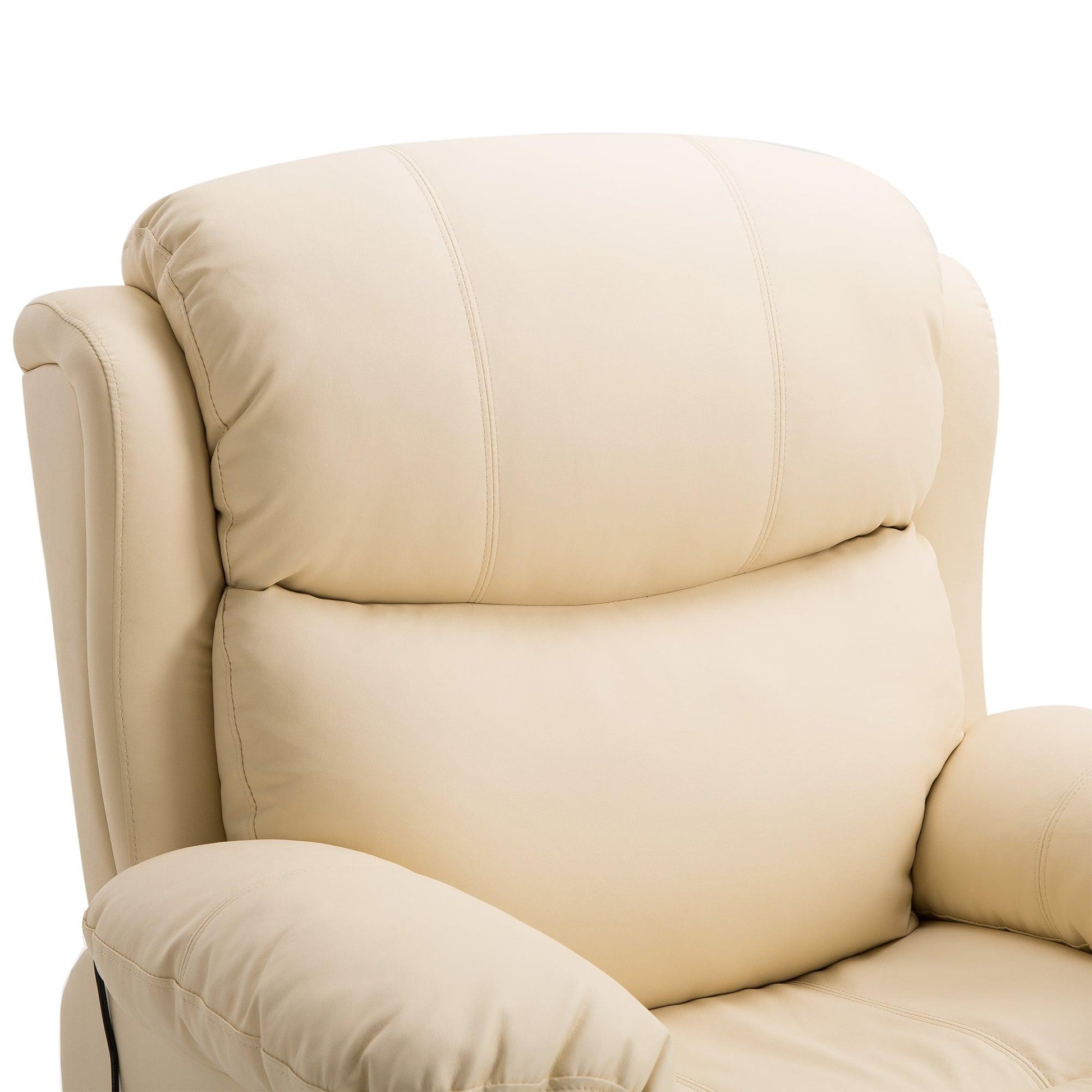 HOMCOM Massage Recliner Chair Manual Reclining Chair with Footrest Remote Beige - ALL4U RETAILER LTD