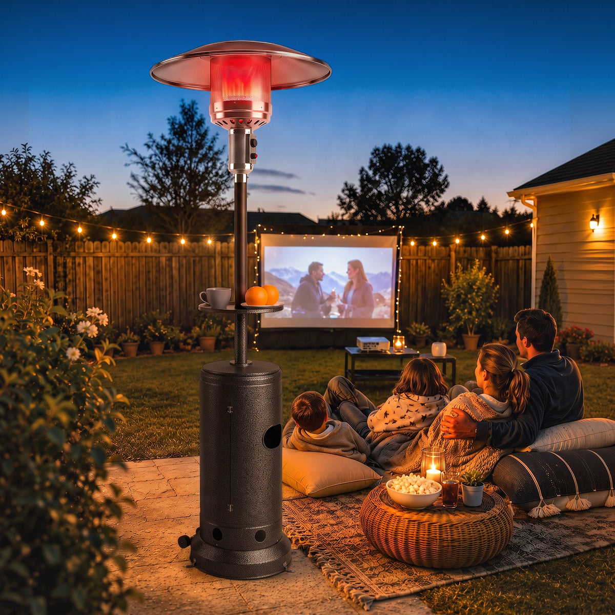 Outsunny 13 kW Propane Patio Heater with Table Tray and Piezo Ignition