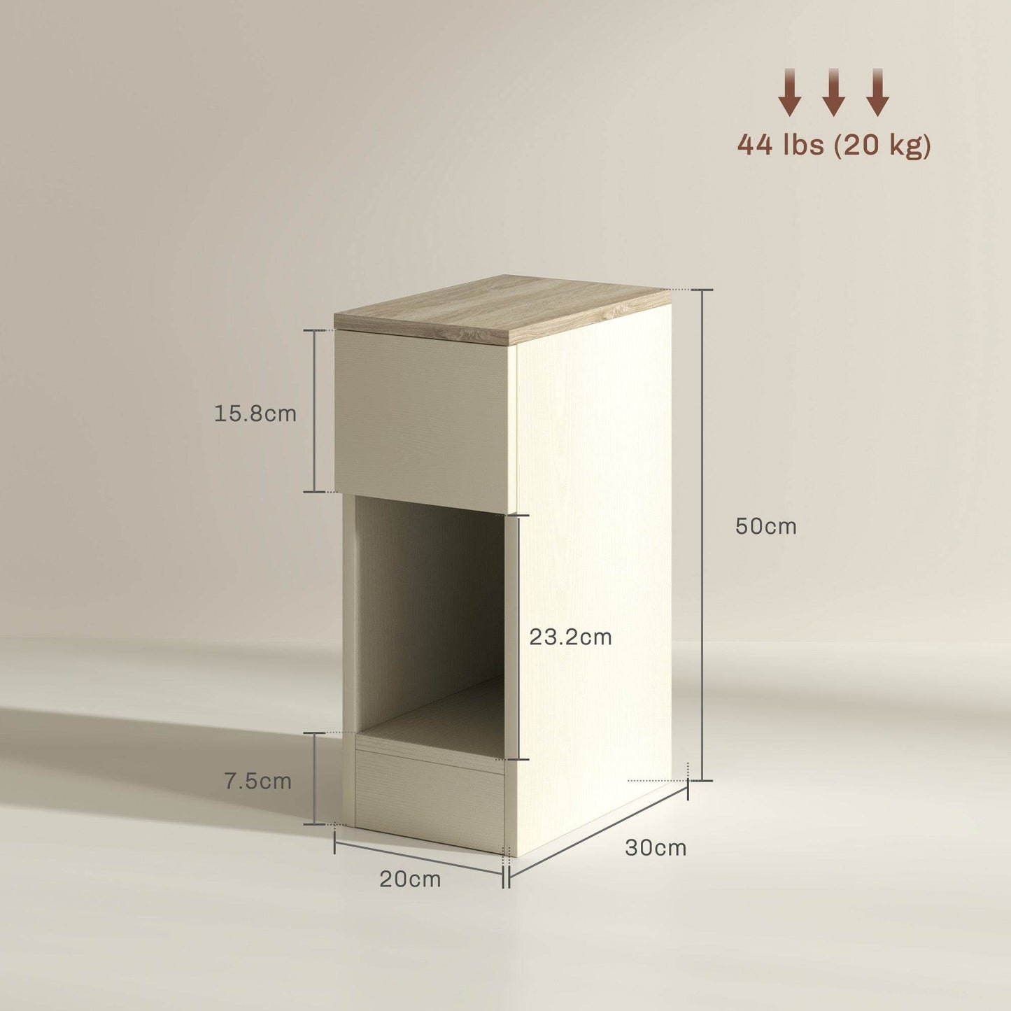 Set of 2 Modern White Storage Nightstands with Drawer and Shelf - ALL4U RETAILER LTD