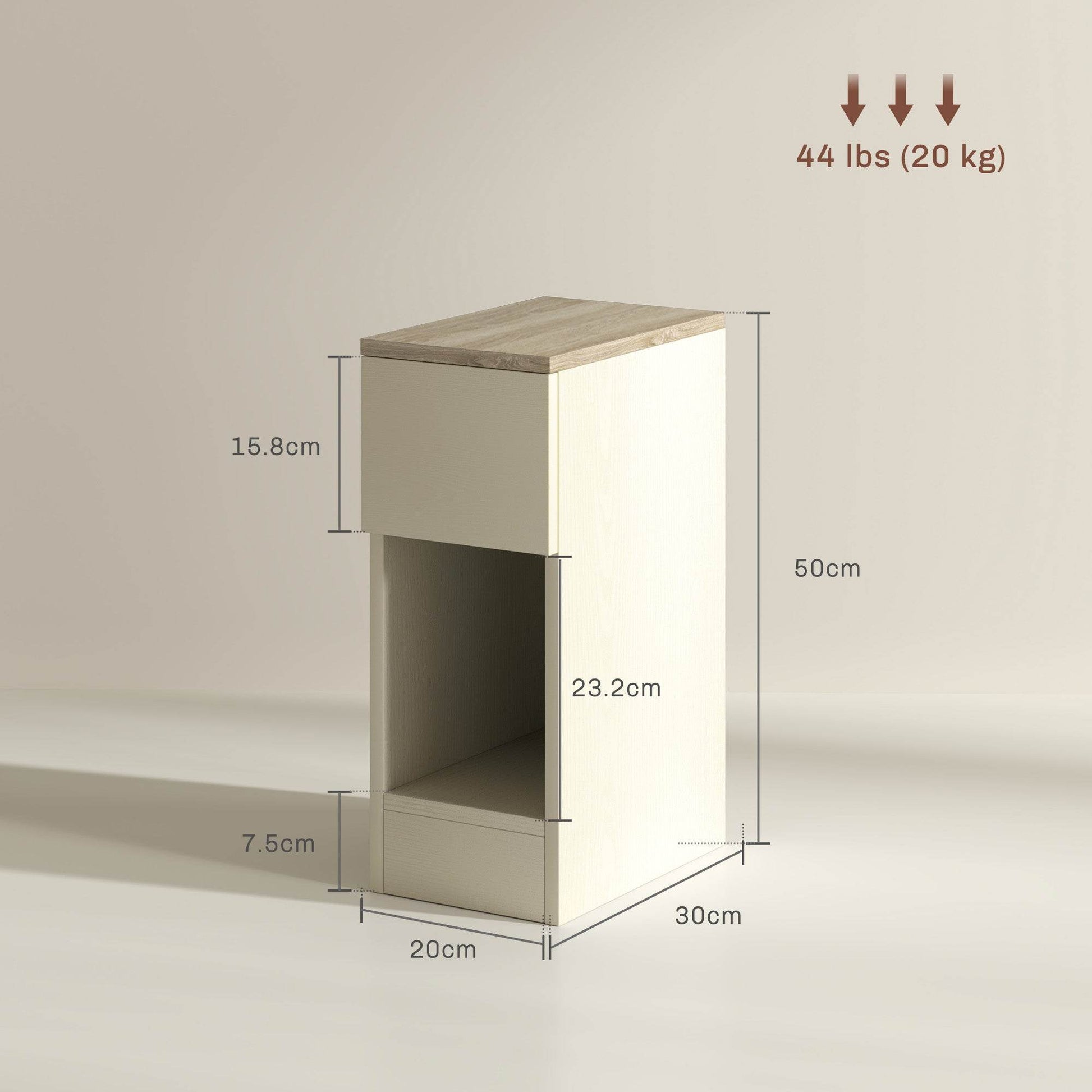 Set of 2 Modern White Storage Nightstands with Drawer and Shelf - ALL4U RETAILER LTD