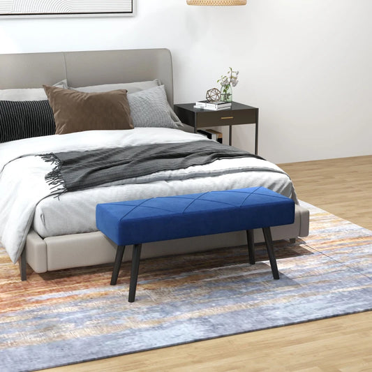 HOMCOM Upholstered End of Bed Bench with X-Shape Design - Blue