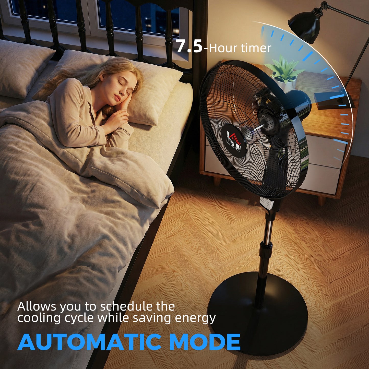 HOMCOM 16 Inch Pedestal Standing Floor Fan with Remote Control 85 Degree Oscillation Black