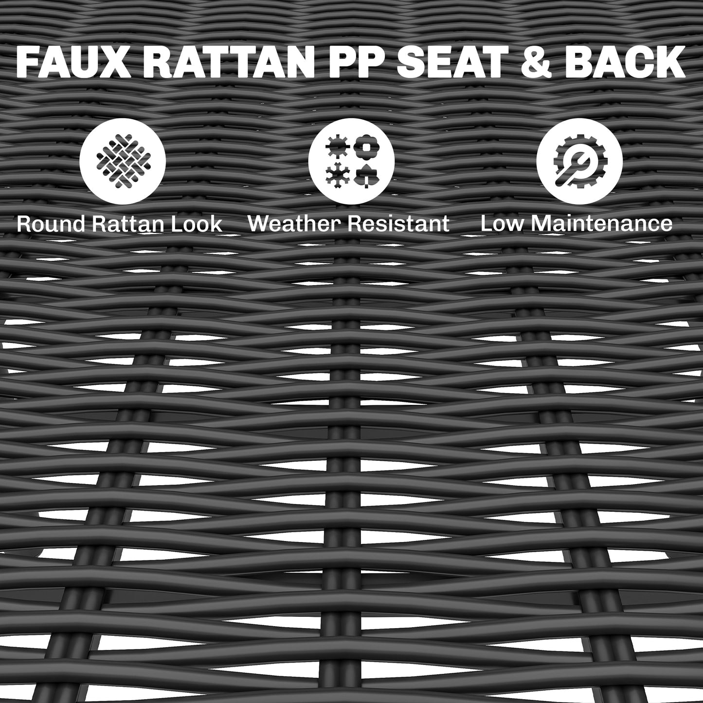 Outsunny Outdoor Garden Dining Set For Six With Faux Wood Table And Stackable Metal Chairs Rattan Effect Seats Black