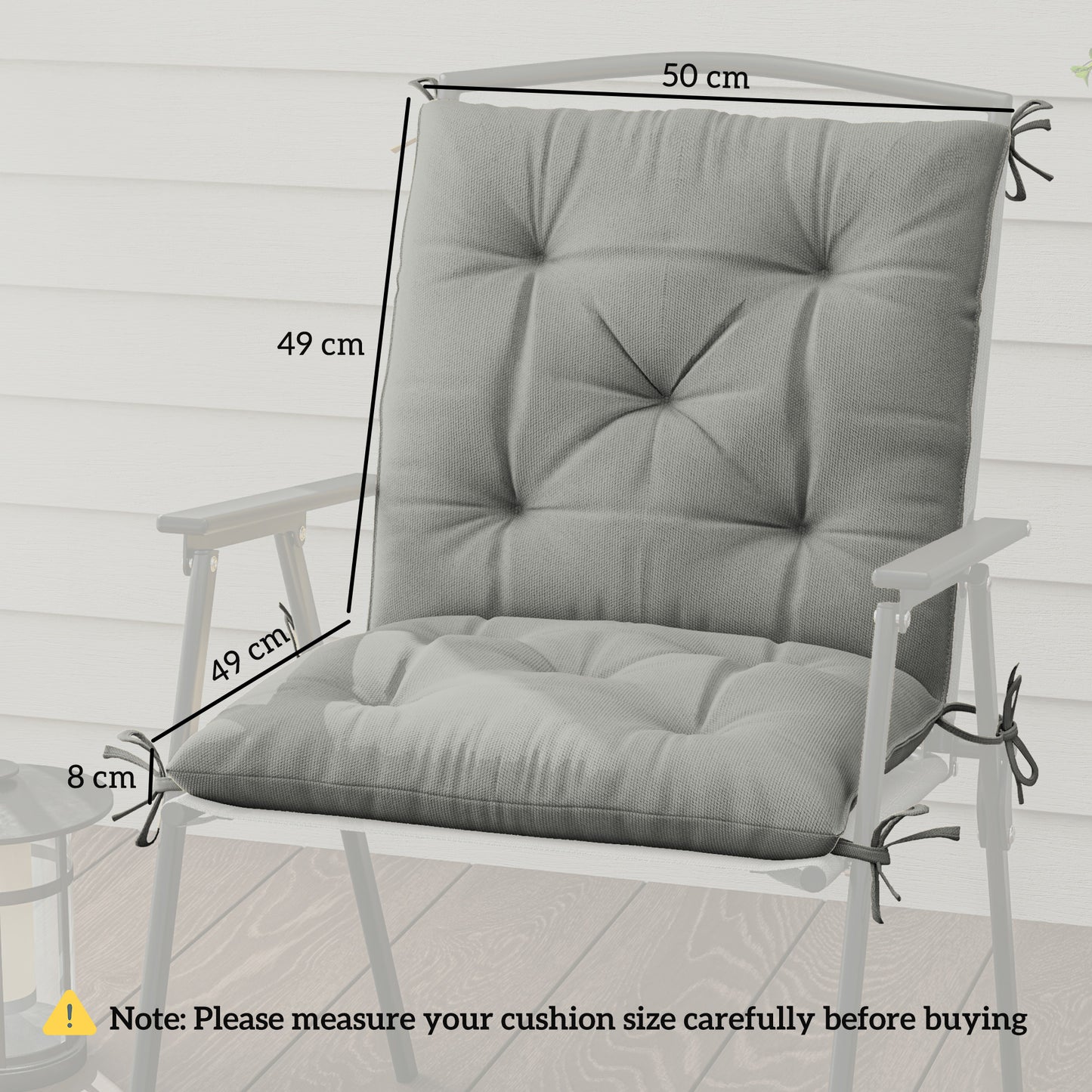 Outsunny Outdoor Seat Cushions Set Of Two Light Grey Polyester Cover Stain Resistant Plush Cotton Filling