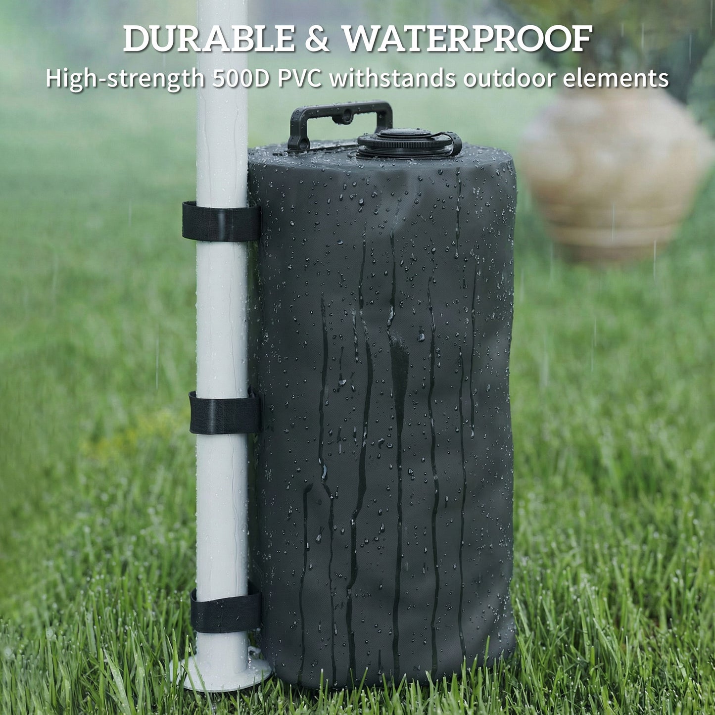 Outsunny 4 Piece Gazebo Weights Sand Bags And Water Weights Bags With Carry Handles For Garden Marquee Parasol Black