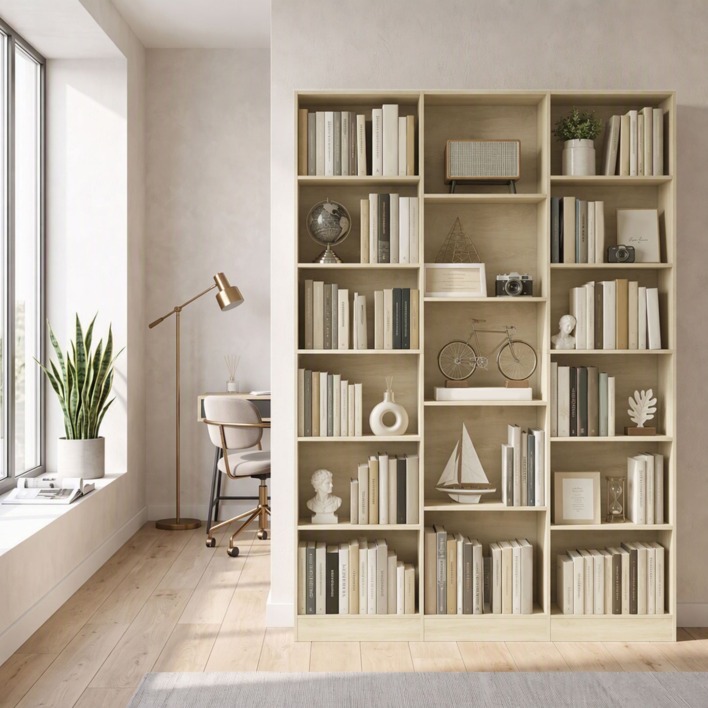 Homcom 6 Tier Oak Bookcase With Open Storage And Anti Tipping Hardware