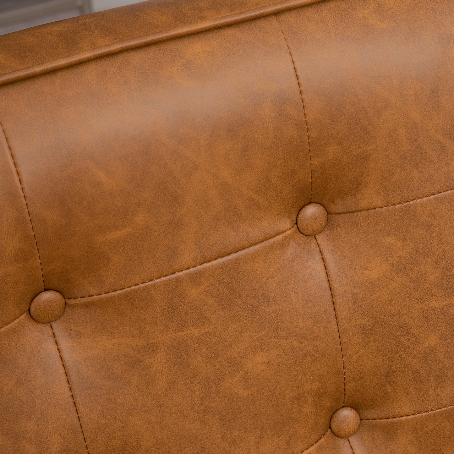 HOMCOM Retro Style Accent Chair With Faux Leather Seat Brown For Living Room Or Office Lounge Chair