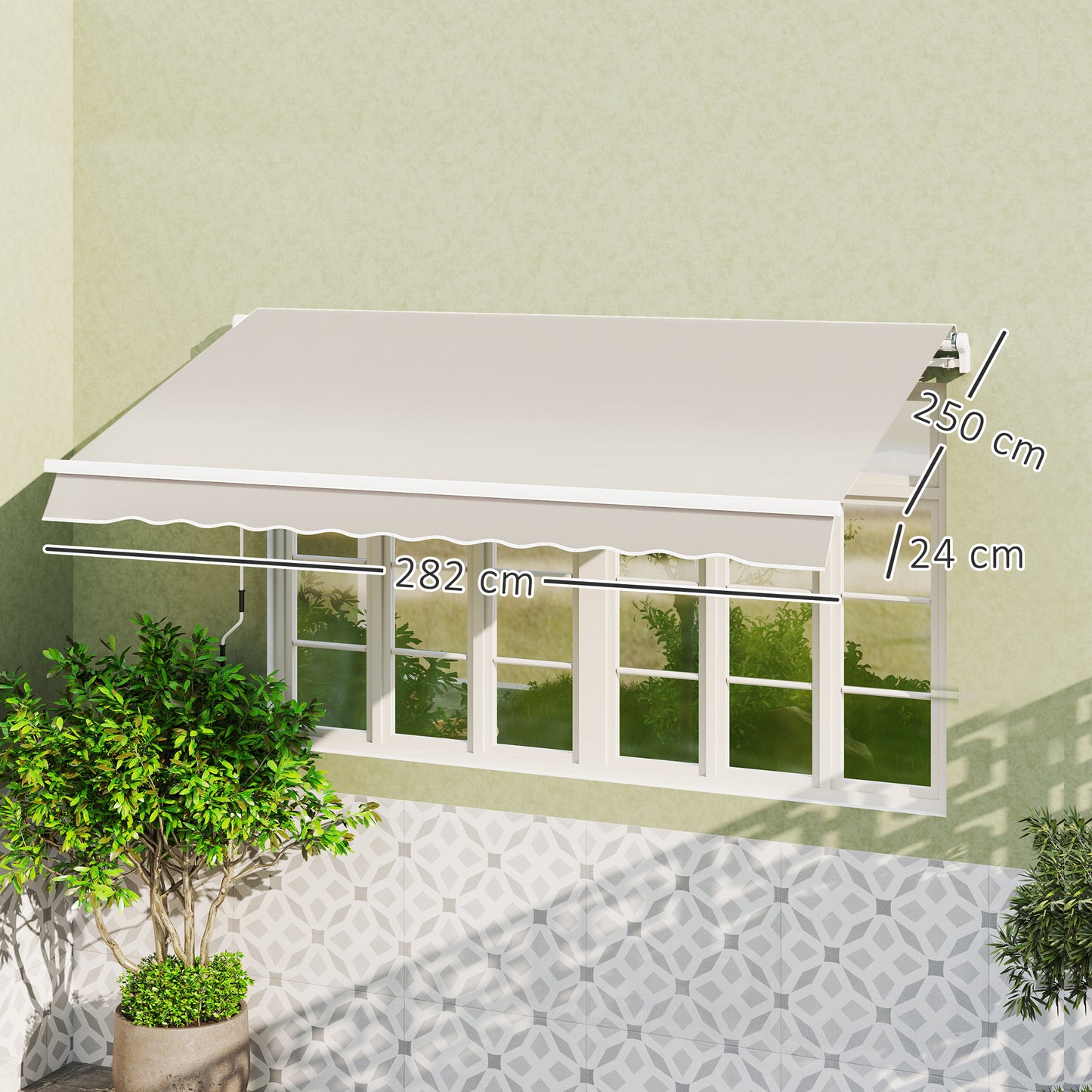 Outsunny 3 x 2.5 m Awning Replacement Canopy Cream White UPF 50+ Water Resistant Fabric