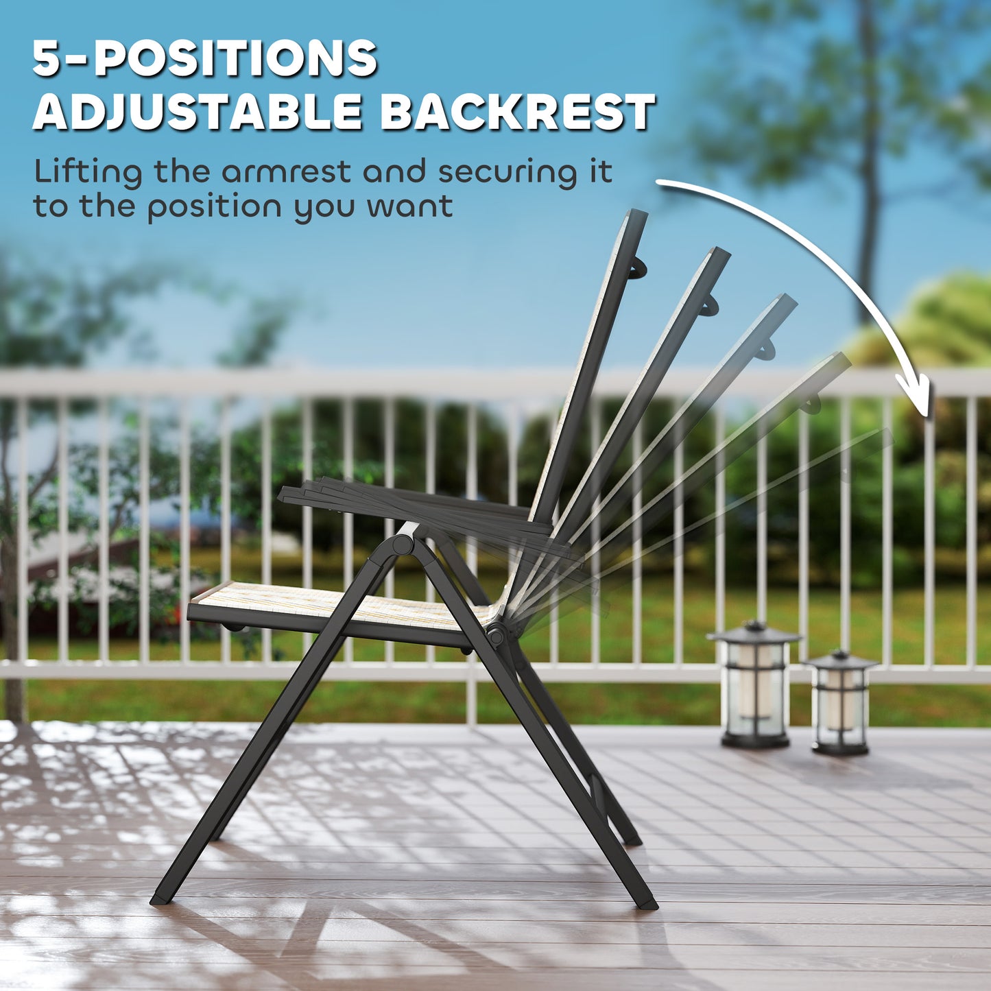 Outsunny Set Of Two Rattan Reclining Garden Chairs Foldable With Five Position Backrests Multicolour