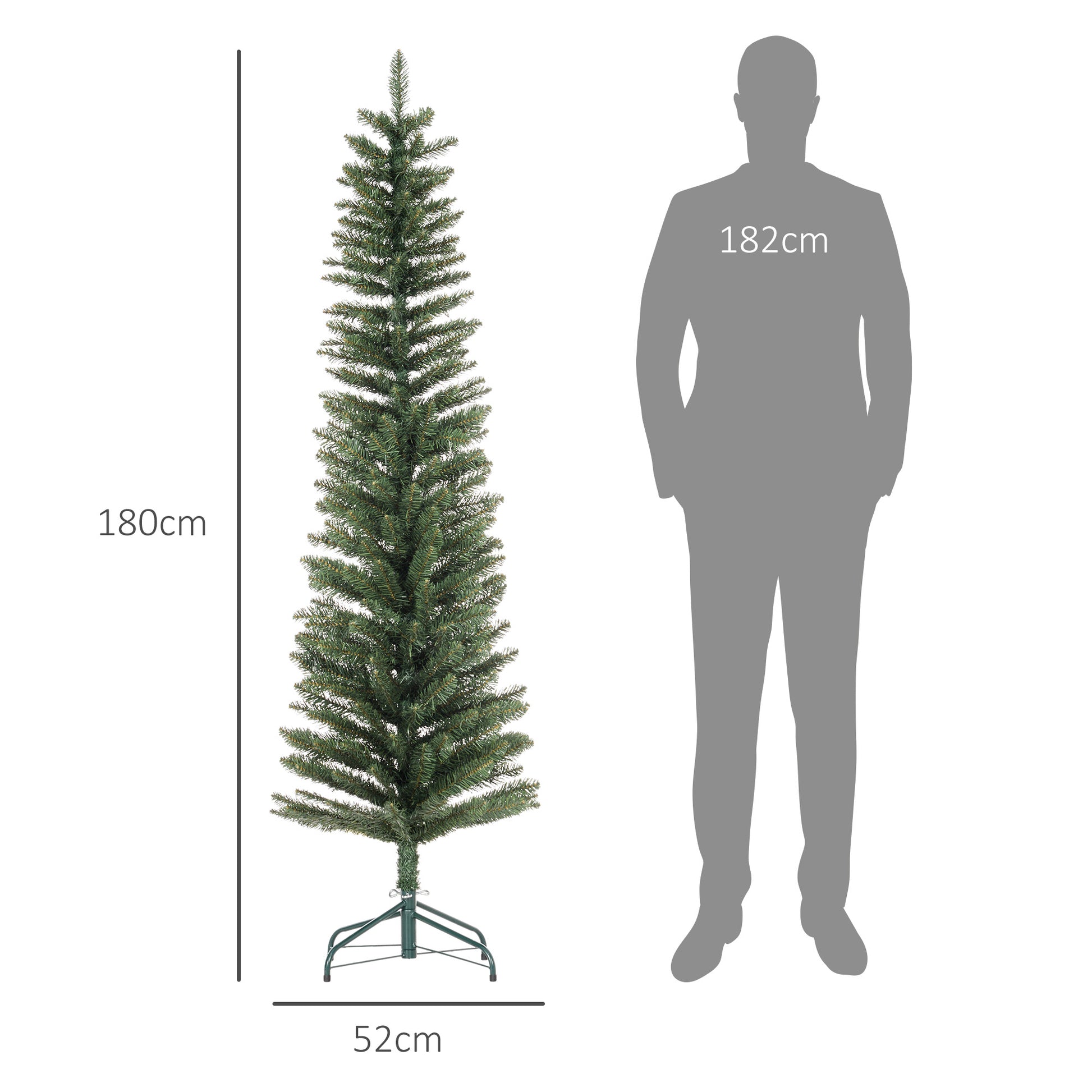 HOMCOM Slim Green Artificial 6ft Pencil Christmas Tree - ALL4U RETAILER LTD