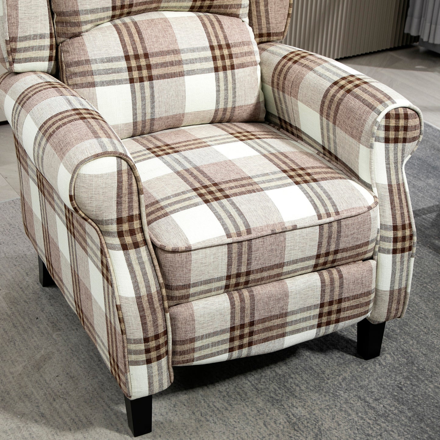 HOMCOM 160 Degree Reclining Armchair With Footrest in Brown Linen Feel Upholstery for Living Room