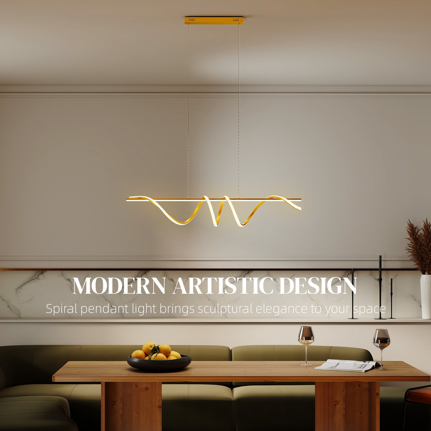 HOMCOM Pendant Light With Three Colour Temperatures Gold Tone Modern Ceiling Fixture Dimmable Ambient And Task Lighting