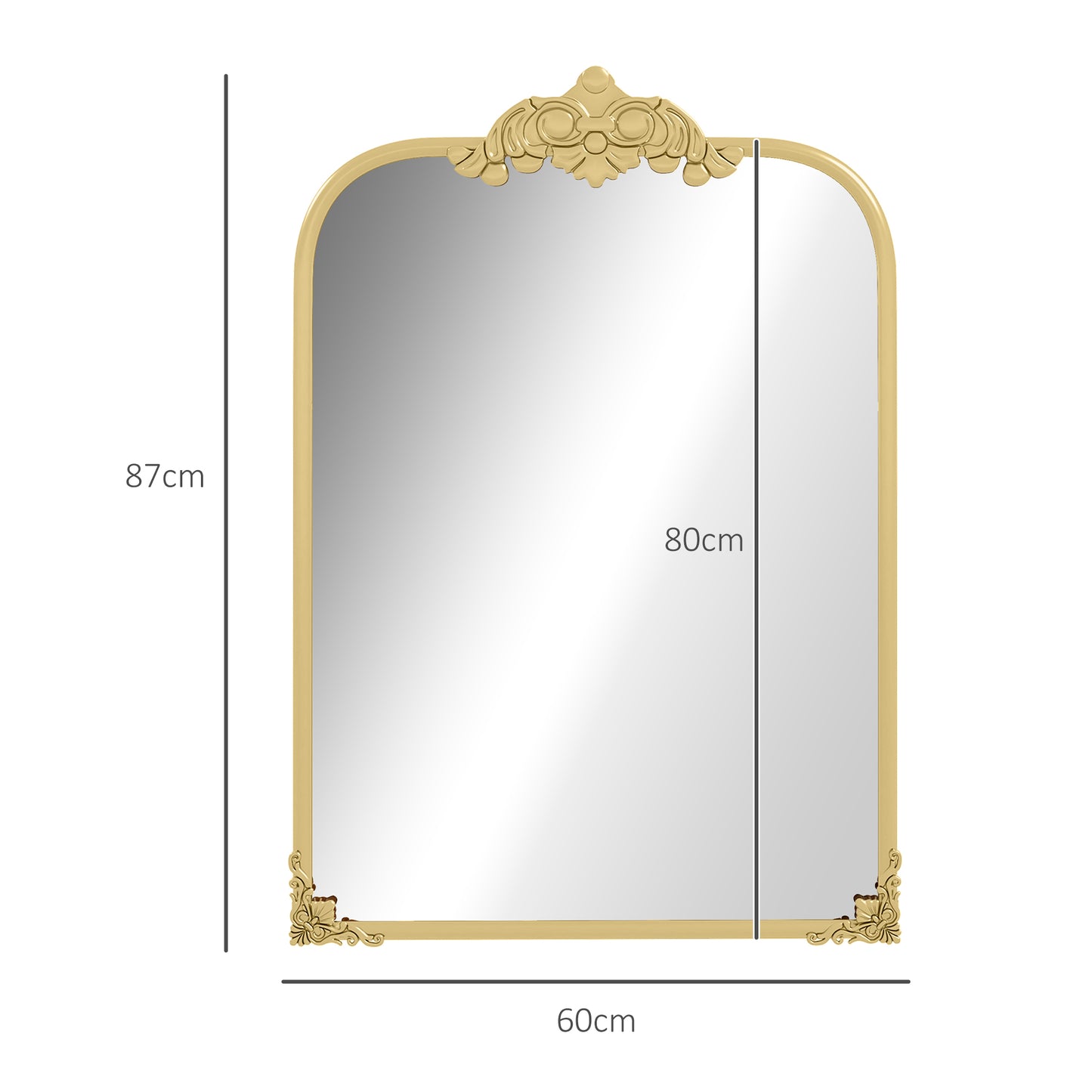 HOMCOM Wall Mirror Baroque Decorative Mirror With Metal Gold Tone Frame 60 By 87 Cm For Bedroom And Living Room