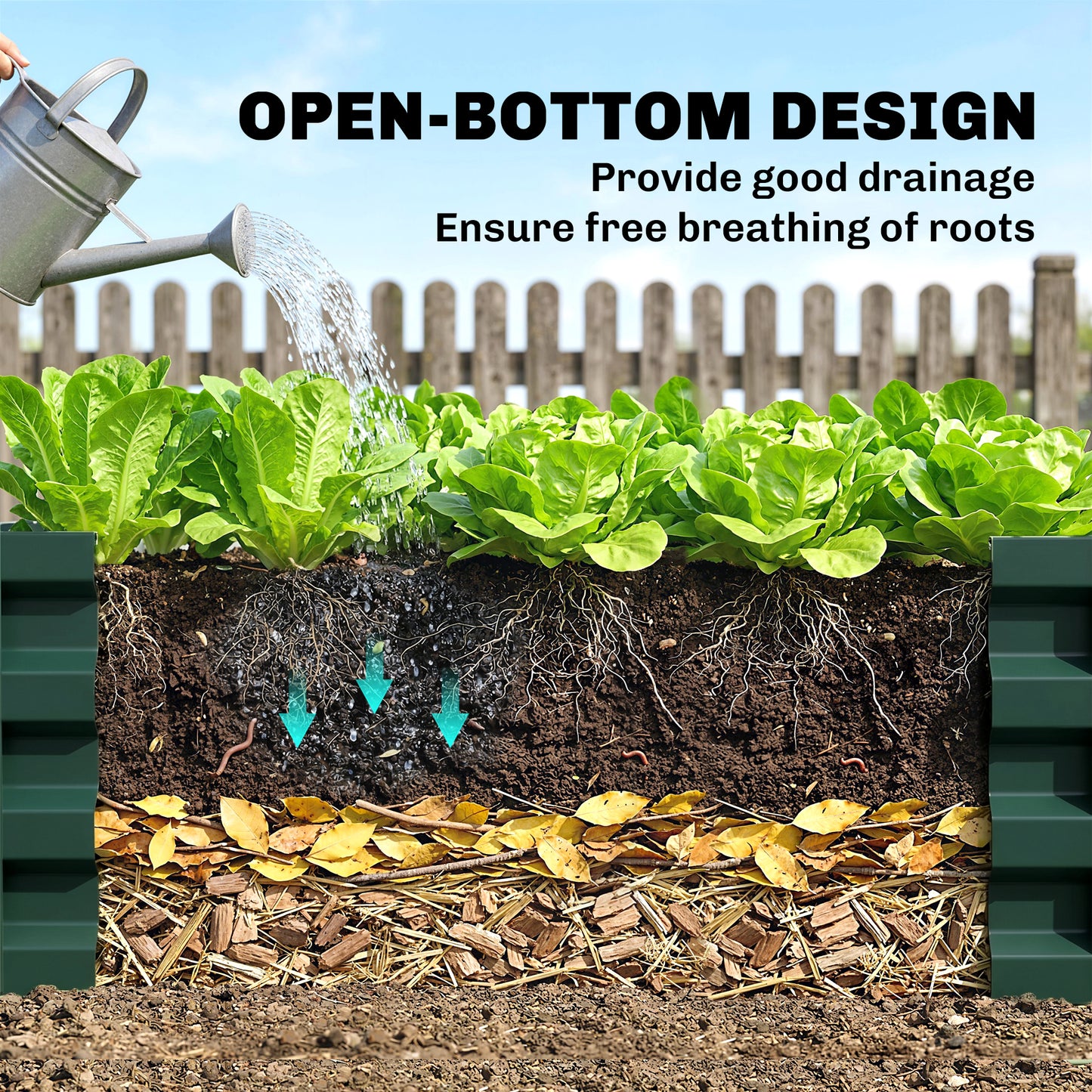 Outsunny Set Of Two 110 x 65cm Steel Planter Boxes Green Raised Garden Planters