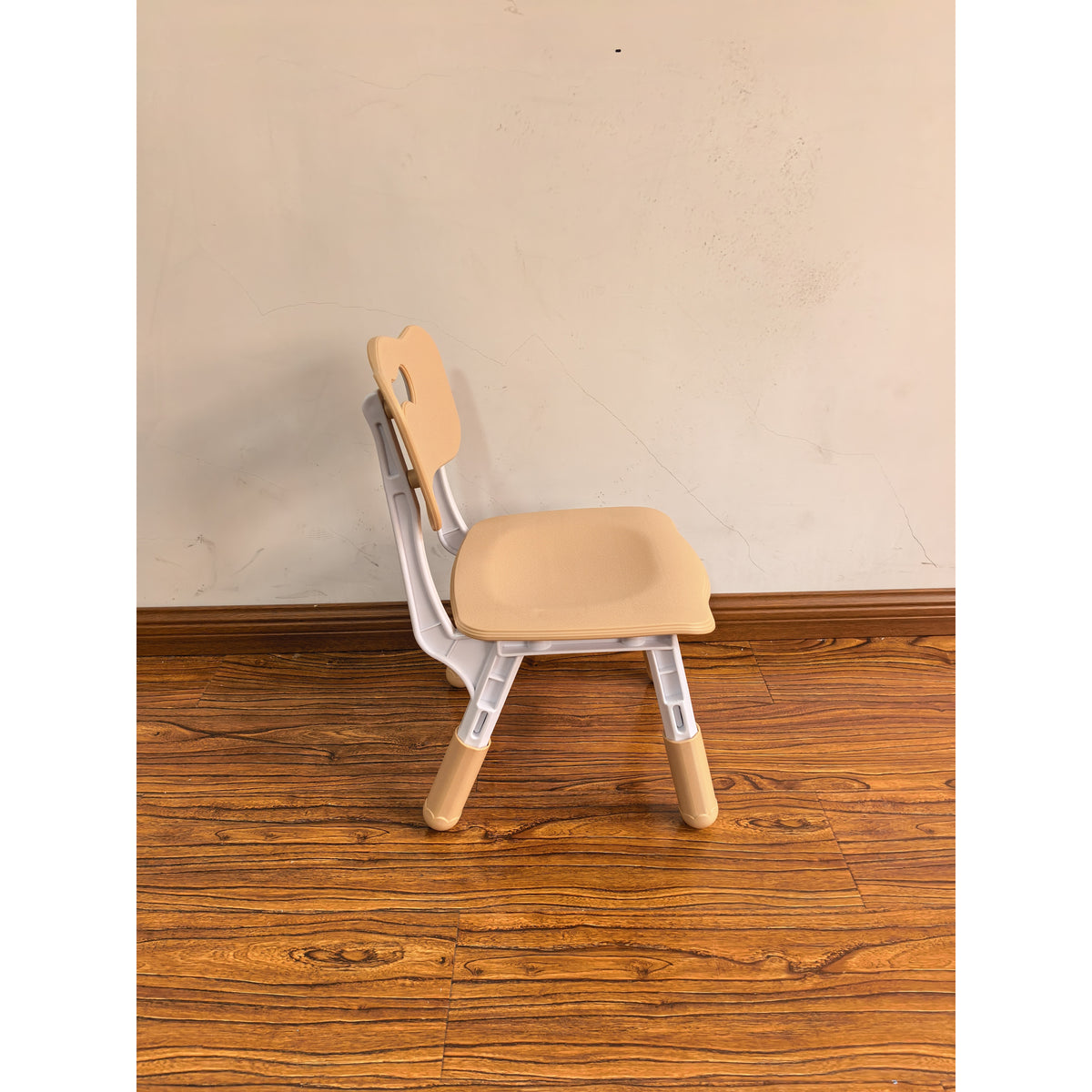 Adjustable kids desk chair, brown backrest and seat with white frame