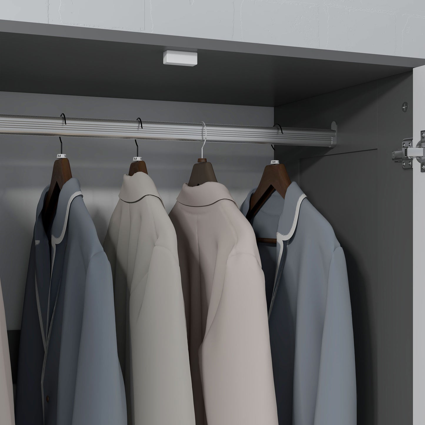 HOMCOM Modern Clothes Storage Cupboard Unit With Hanging Rod 2 Doors And 3 Drawers Grey Wardrobe