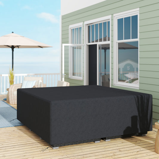 Outsunny 600D Oxford Outdoor Sofa Set Cover Waterproof UV Protection Rattan Lounger Cover 225L X 210W X 70H cm Black