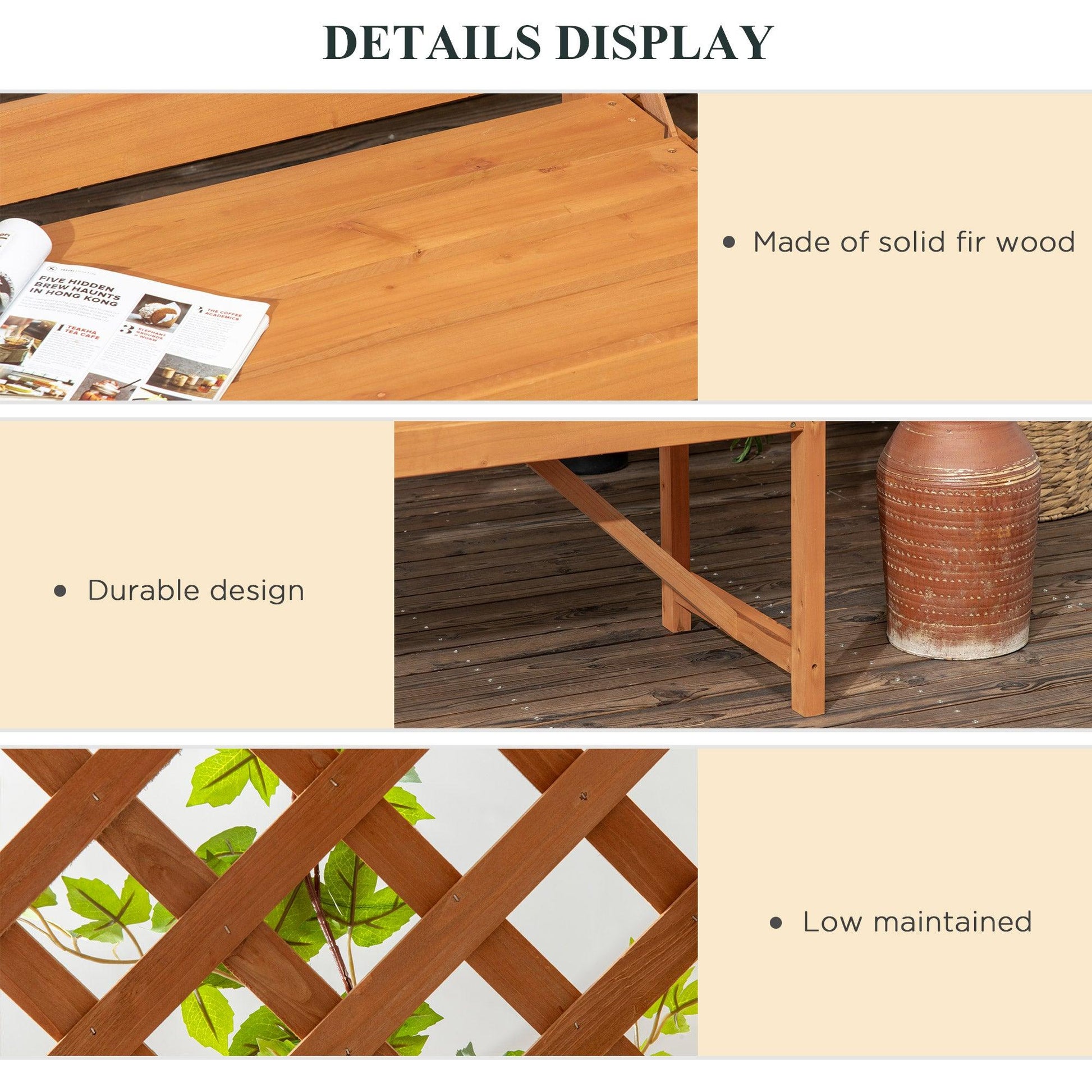 Outsunny Arch Pergola Patio Garden Bench, Wooden Garden Arbour with Seat - ALL4U RETAILER LTD