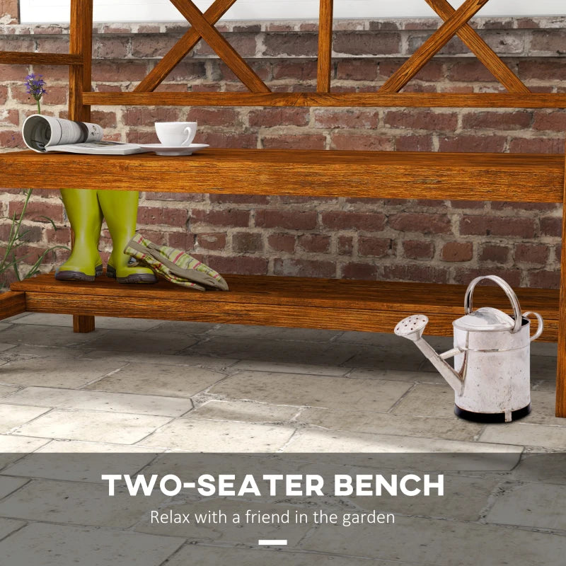 Outsunny Two-Seater Fir Wood Bench - Natural, with Bottom Shelf: Enhance Your Outdoor Seating Area - ALL4U RETAILER LTD