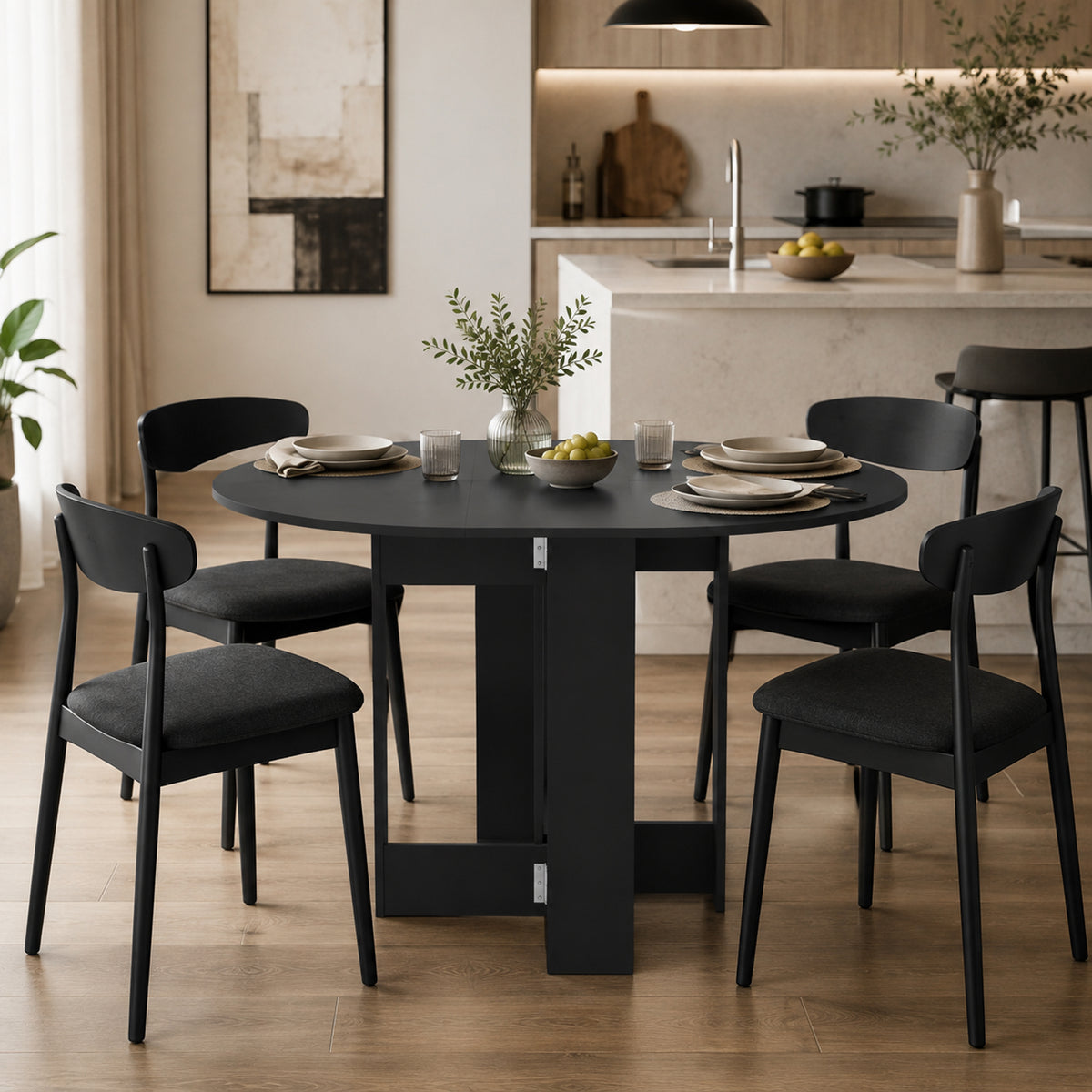 Homcom Folding Drop Leaf Dining Table For Small Spaces Kitchen Or Office Black