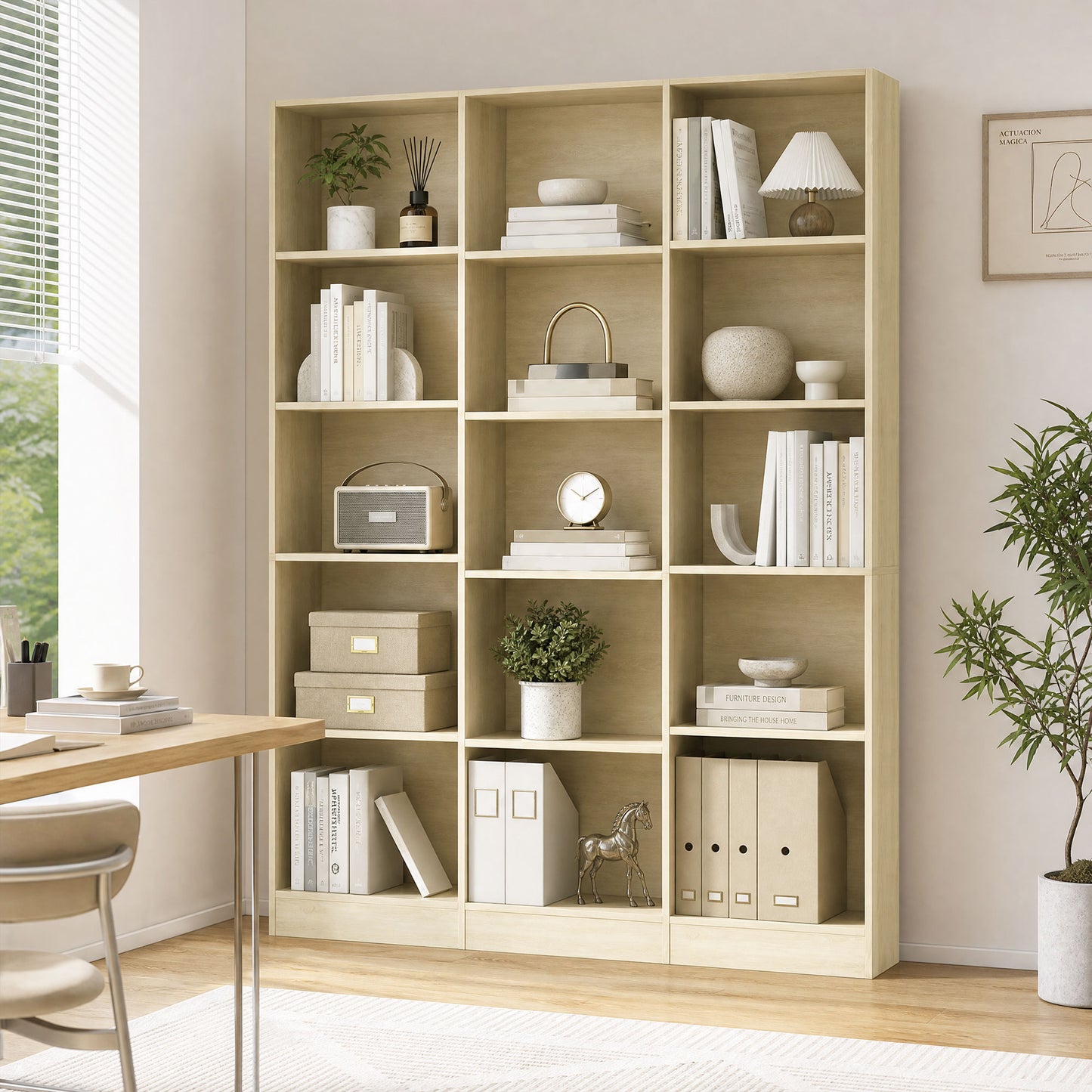 Homcom 6 Tier Oak Bookcase With Open Storage And Anti Tipping Hardware
