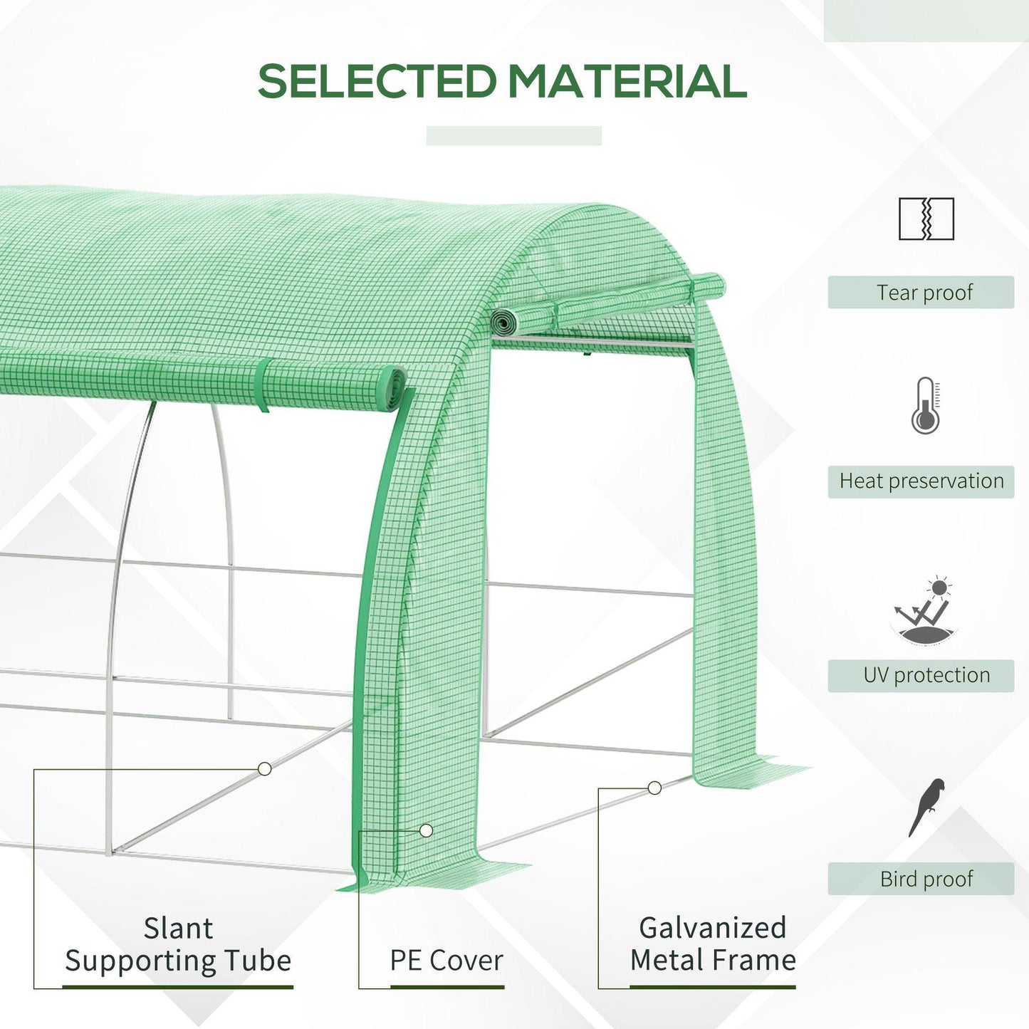 Outsunny 3 x 3 x 2 m Polytunnel Greenhouse Pollytunnel Tent Steel Frame Green - ALL4U RETAILER LTD