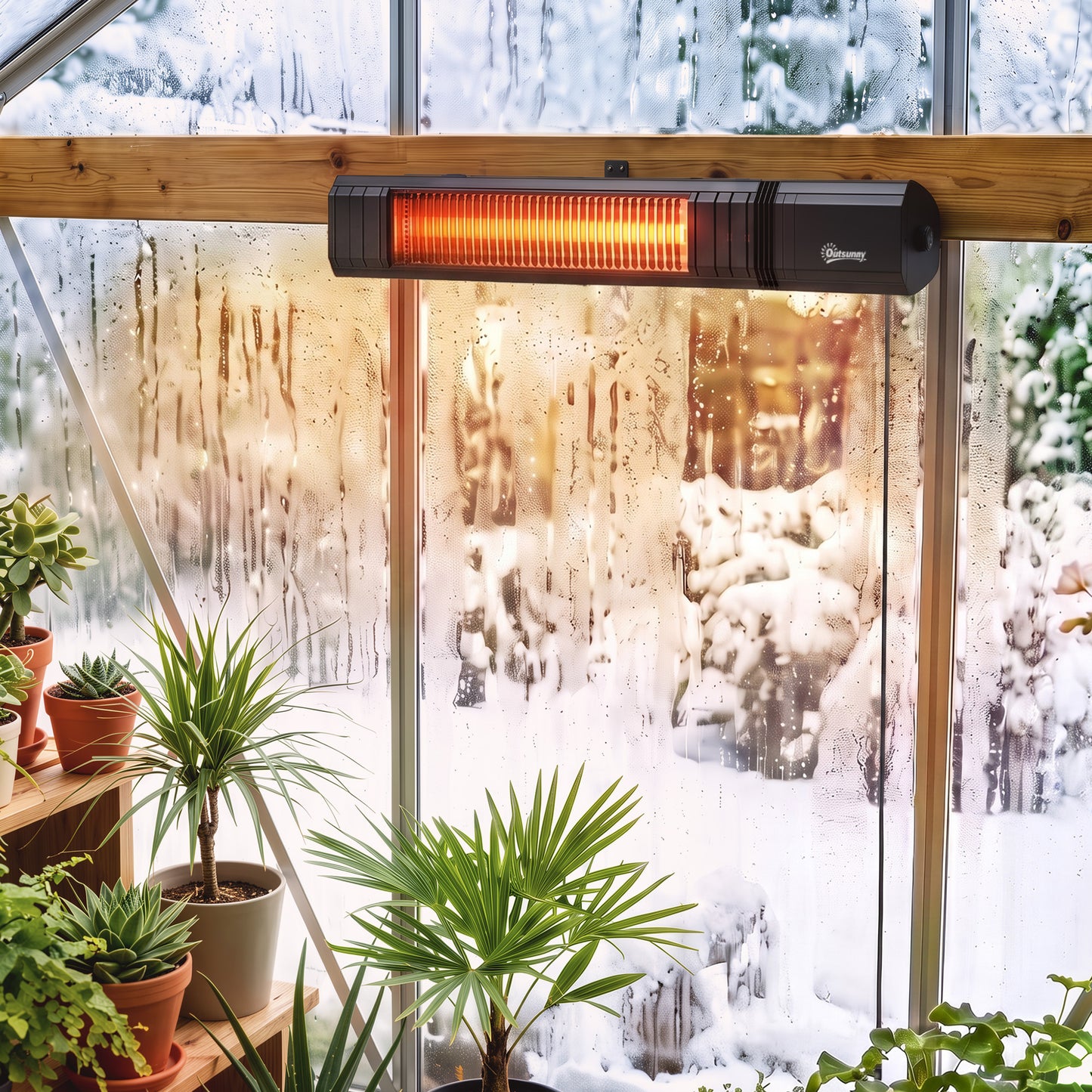 Outsunny 2000W Outdoor Electric Infrared Patio Heater With Remote Timer