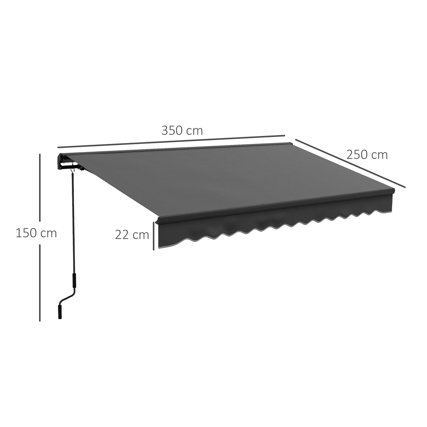 Outsunny 3.5 x 2.5m Aluminium Frame Electric Retractable Awning Sun Canopies Dark Grey for Patio Door Window - ALL4U RETAILER LTD