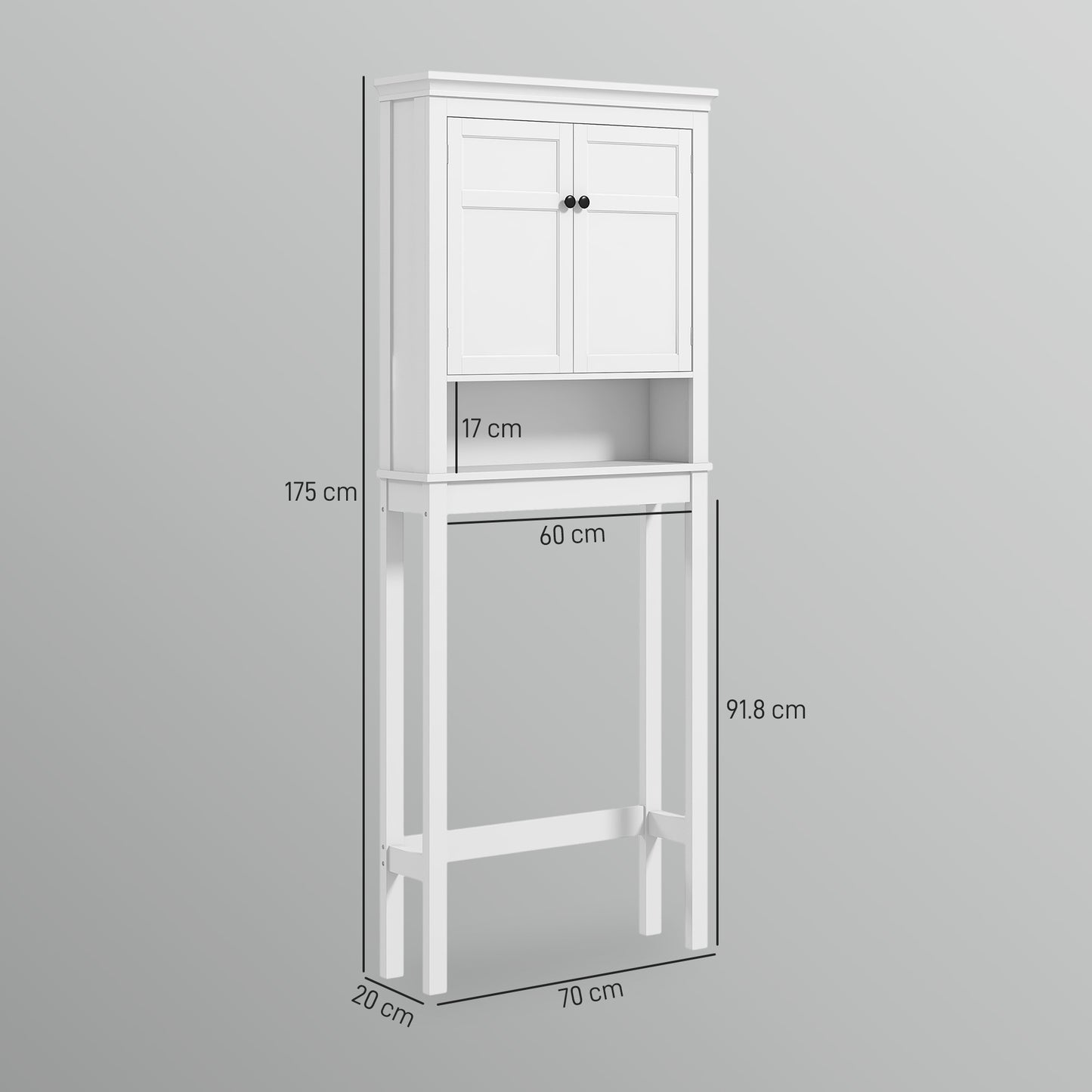 HOMCOM Over Toilet Cabinet With Adjustable Middle Shelf White Bathroom Storage Organizer For Laundry