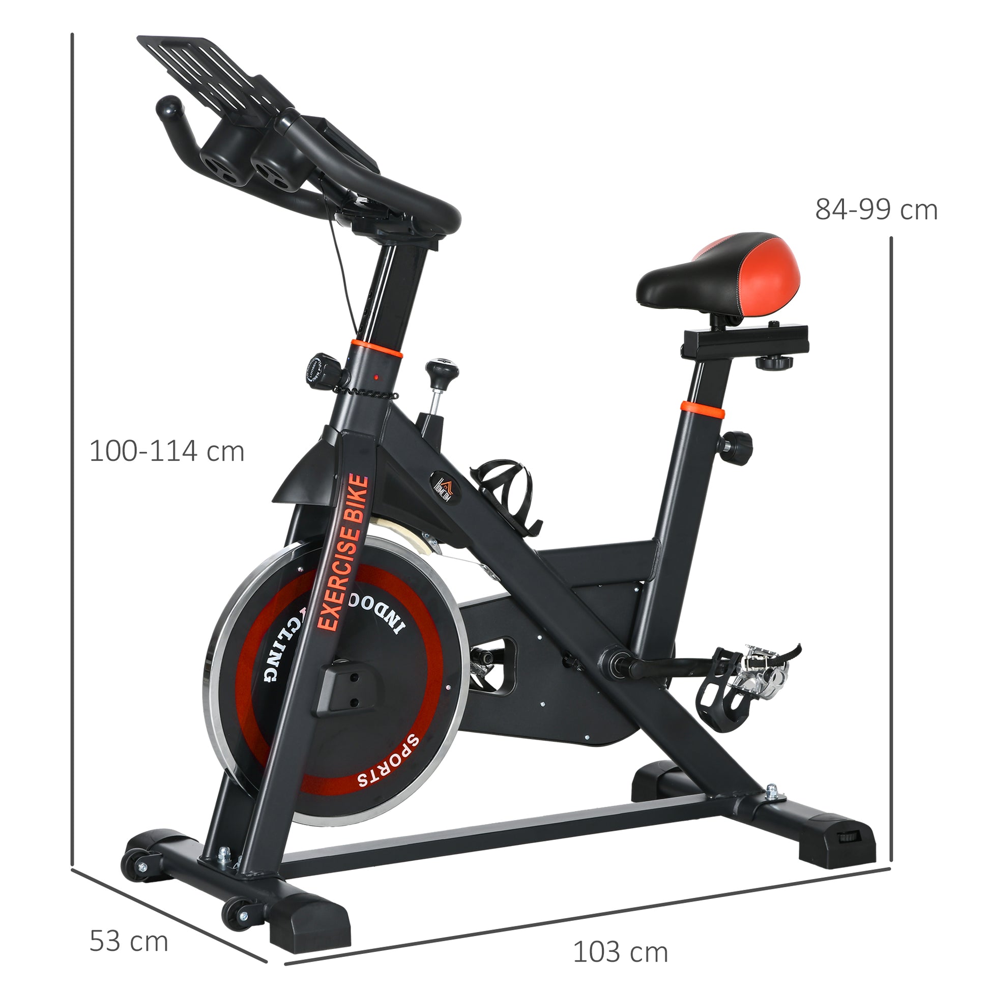 HOMCOM Indoor Cycling Bike with 8kg Flywheel, Adjustable Resistance and Comfort Features, Black - ALL4U RETAILER LTD