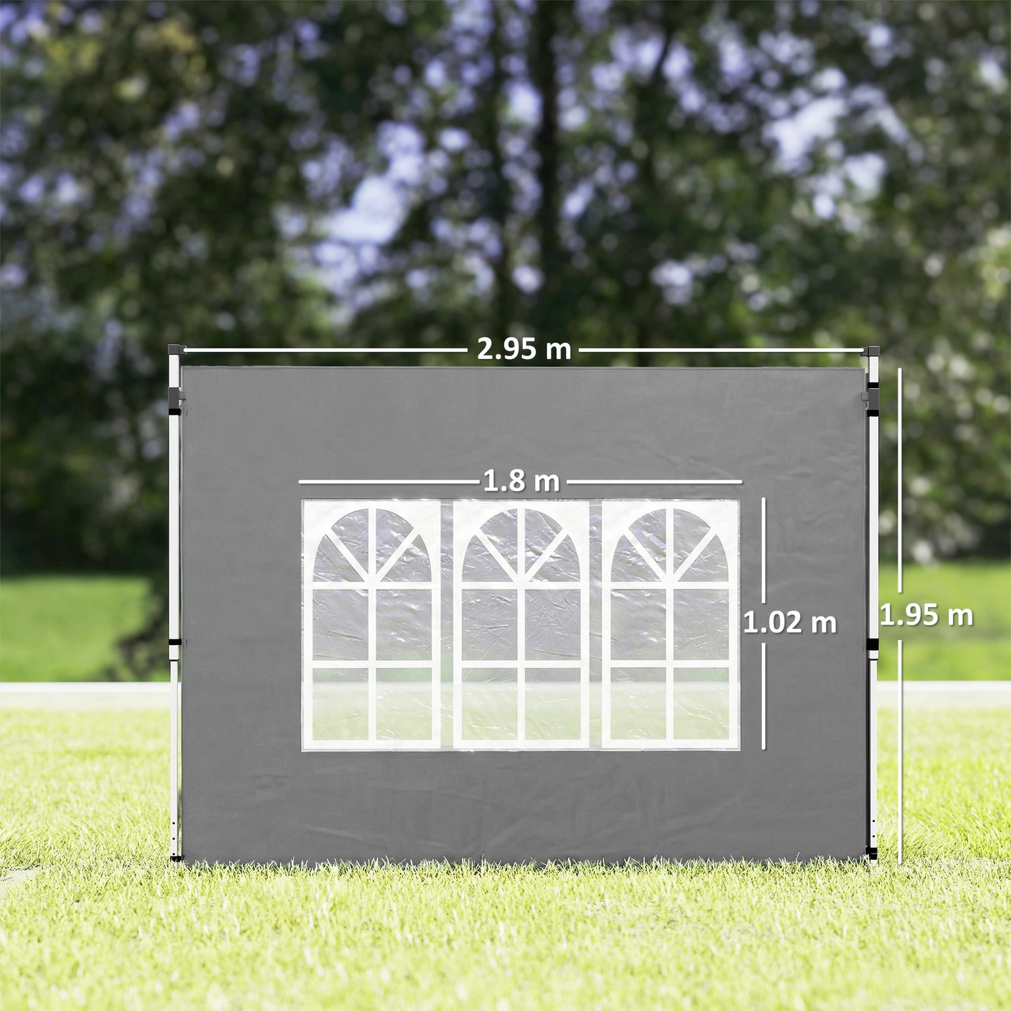Outsunny Gazebo Side Panels Replacement With Window For 3x3m Or 3x4m Pop Up Canopy 2 Pack Dark Grey