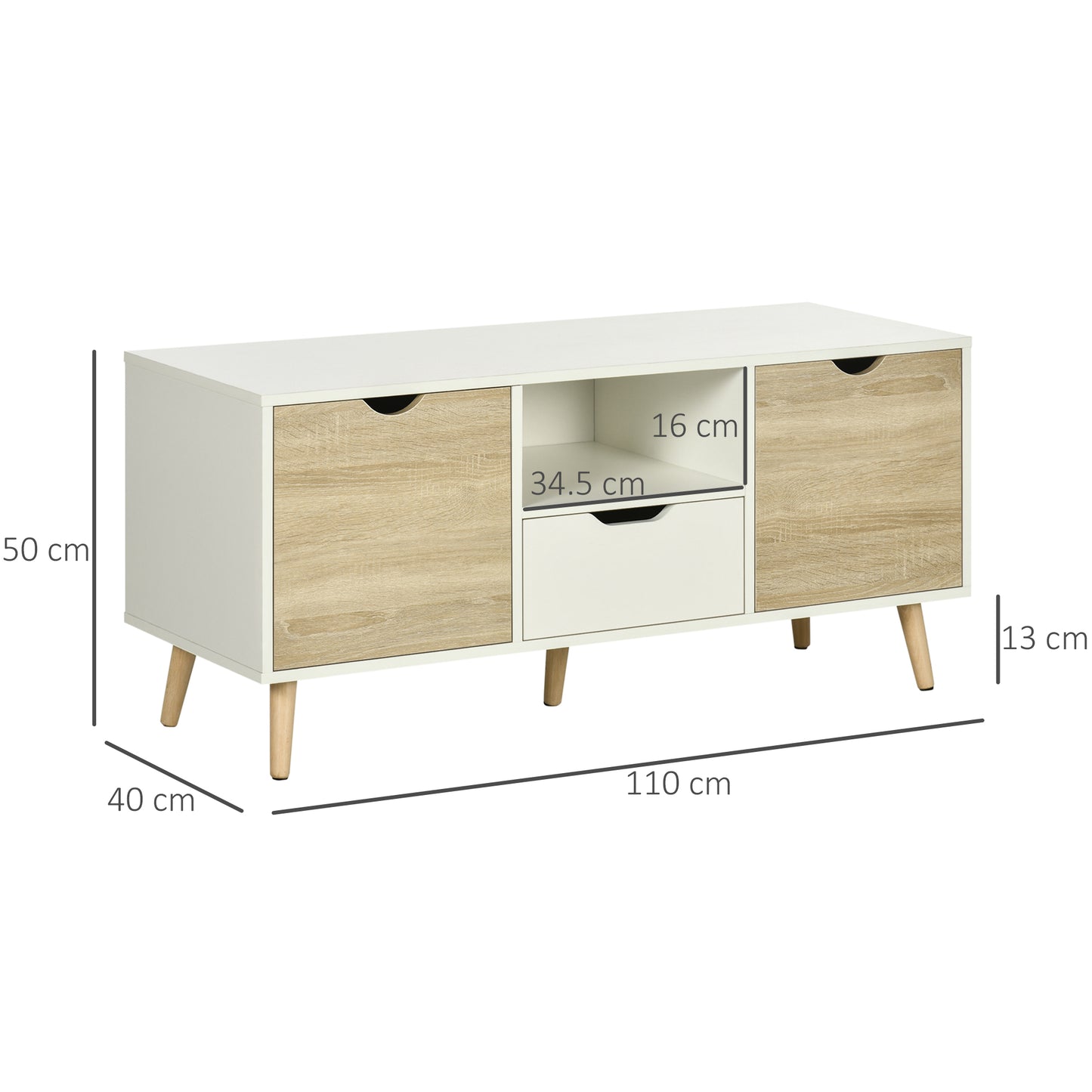 HOMCOM Modern Entertainment Center TV Stand for TVs up to 50 Inch with Storage Drawer - Natural Finish - ALL4U RETAILER LTD