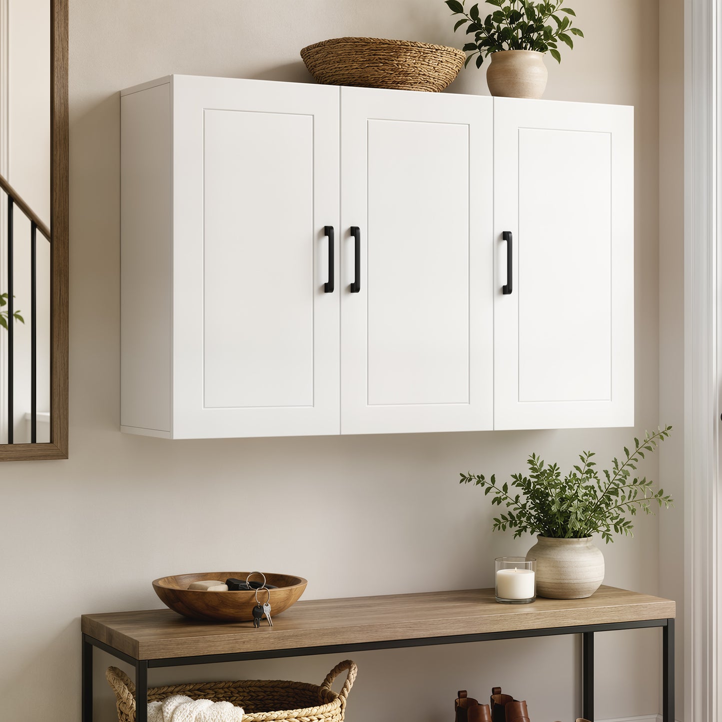 HOMCOM White Wall Cabinet For Bathroom Over Toilet Space Saver With Adjustable Shelves And Soft Close Doors