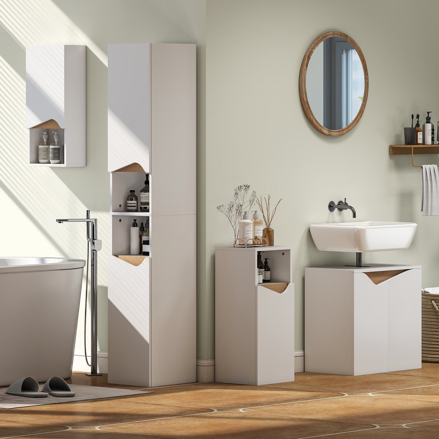 HOMCOM Under Sink Bathroom Storage Cabinet With Soft Close Doors White For Basin Without Pedestal